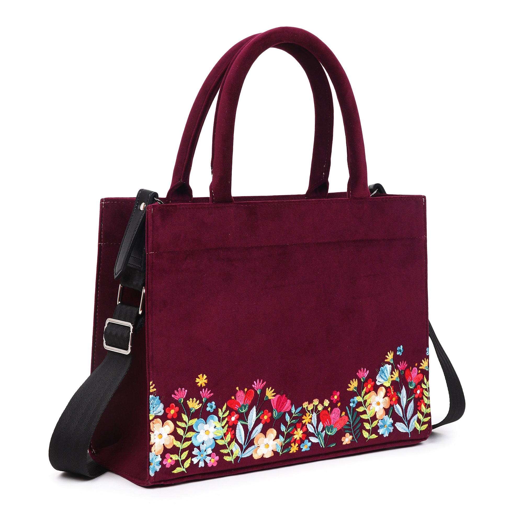 Velvet Floral Garden Embroidered Hand Bag