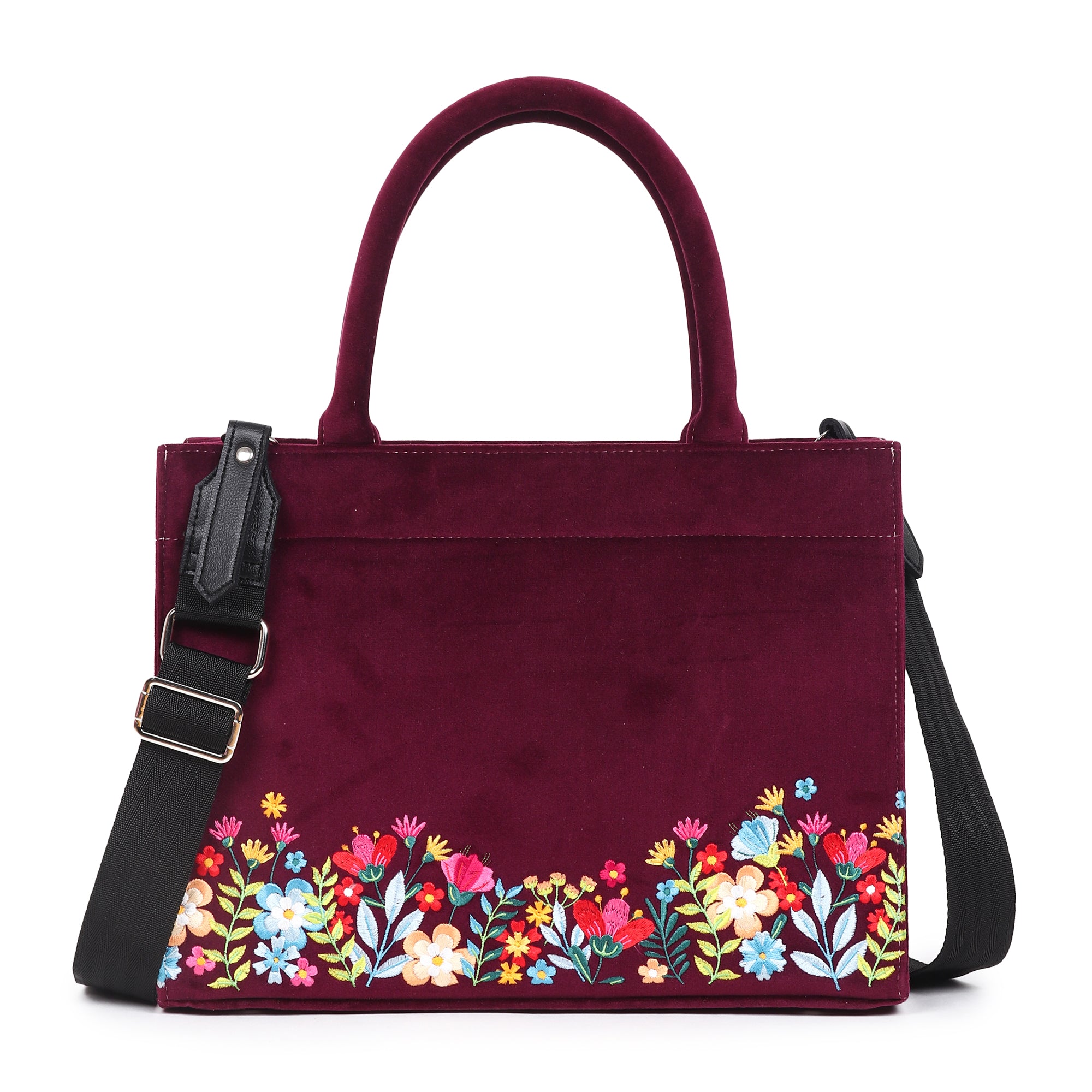 Velvet Floral Garden Embroidered Hand Bag