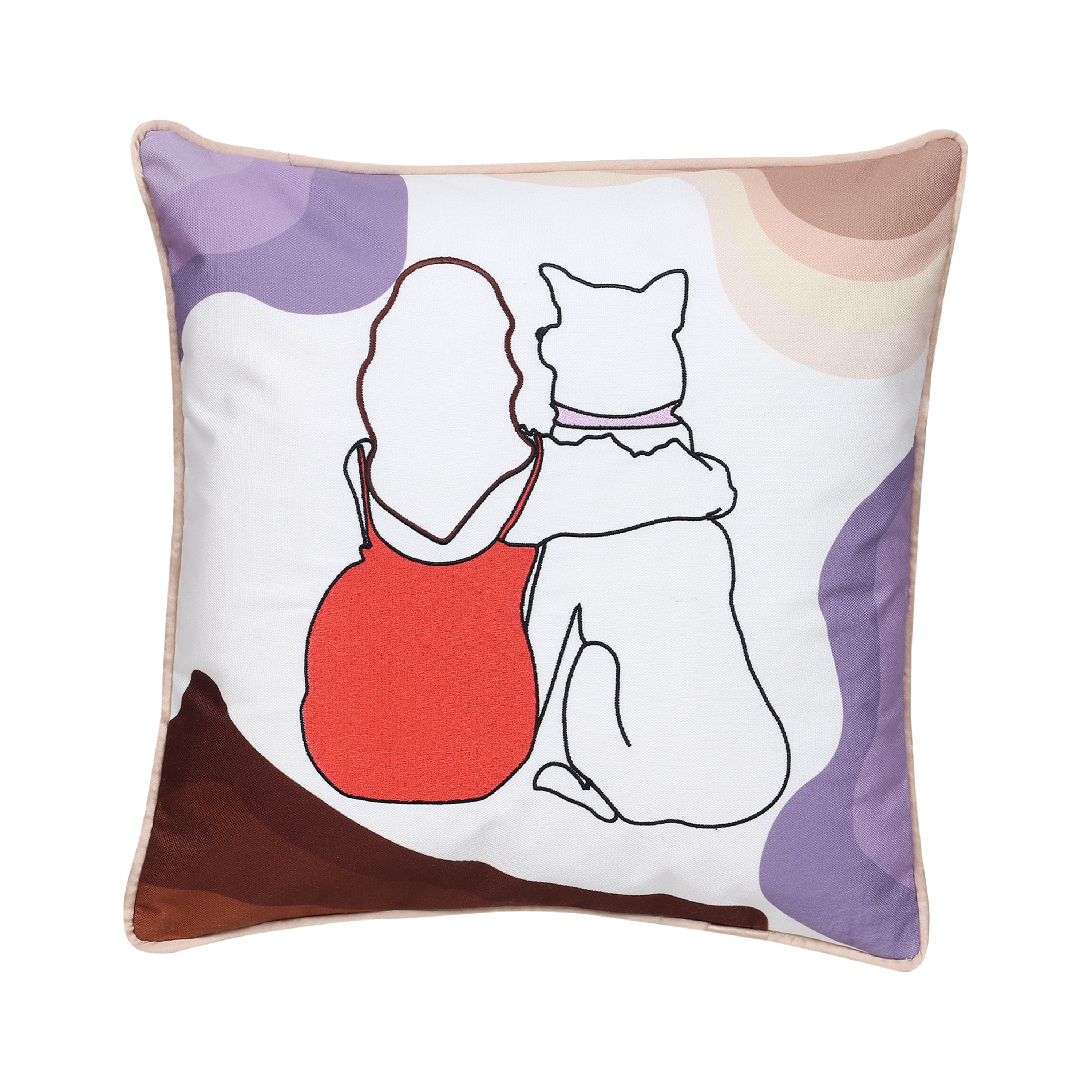 Line Art Cushion Cover - Pawsitive Vibes