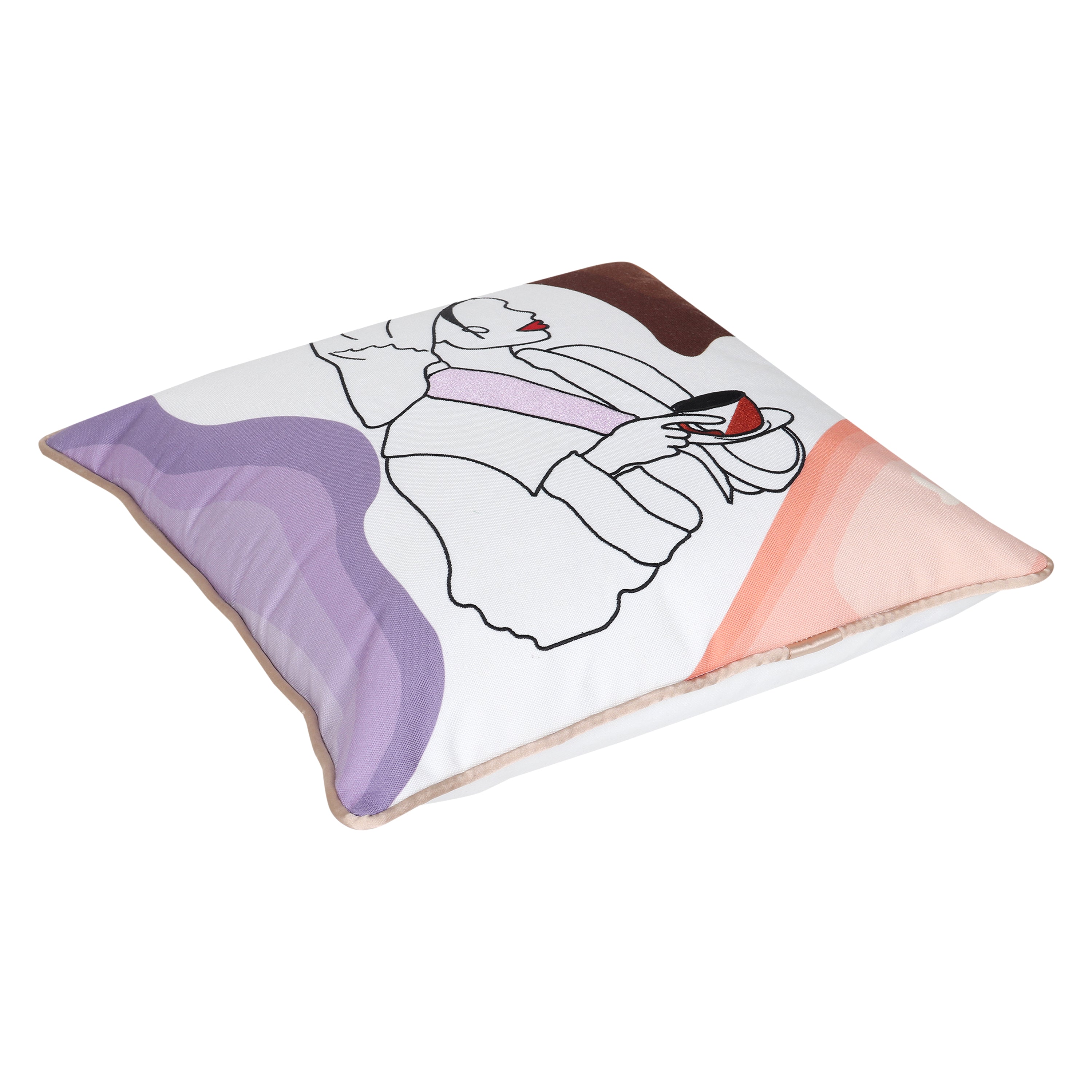 Line Art Embroidered Cushion Cover - Nurturing the Goddess