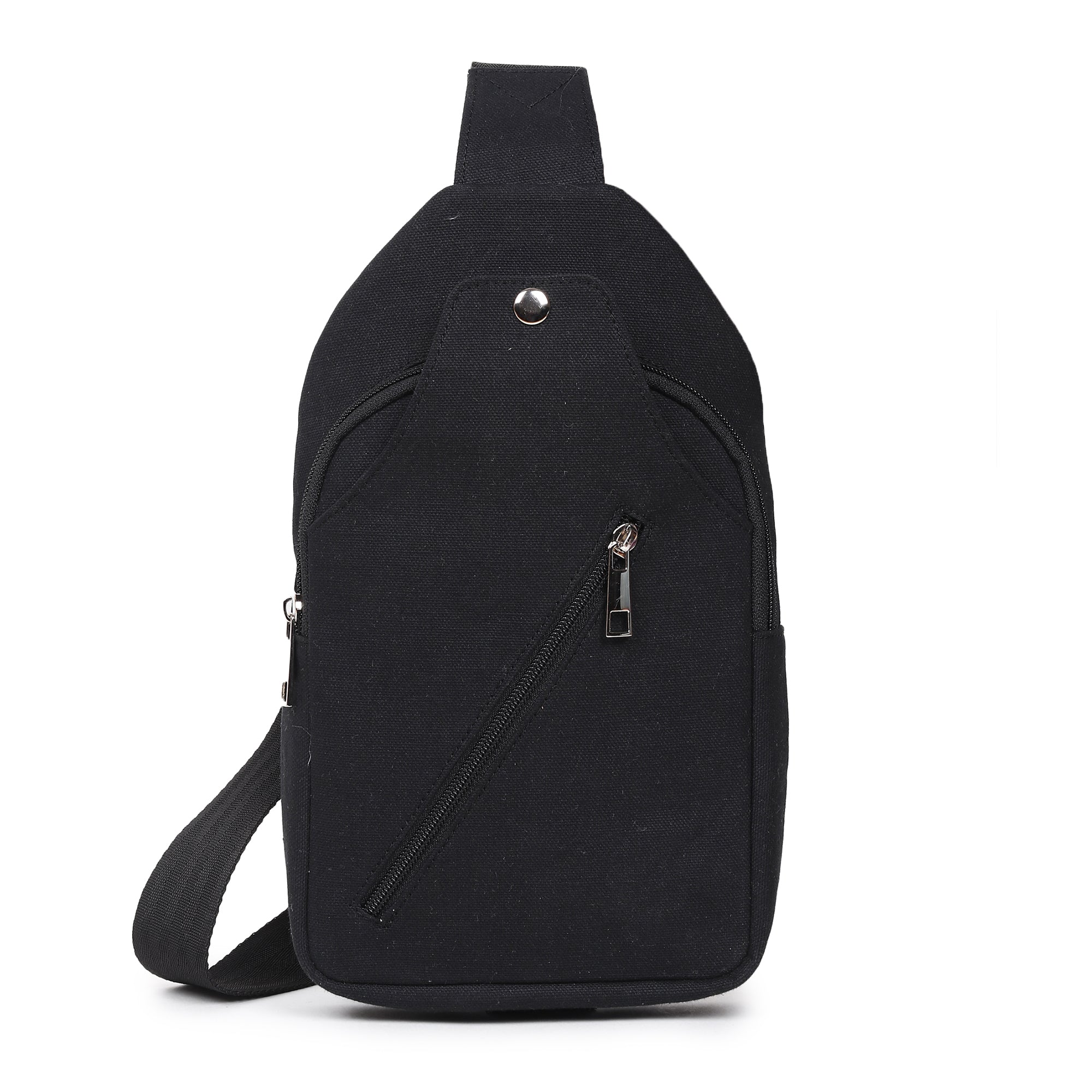 Classic Cotton Canvas Black Shoulder Bag