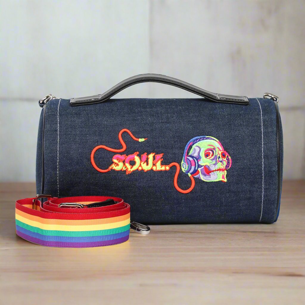 Denim Soul Embroidered Duffle Bag