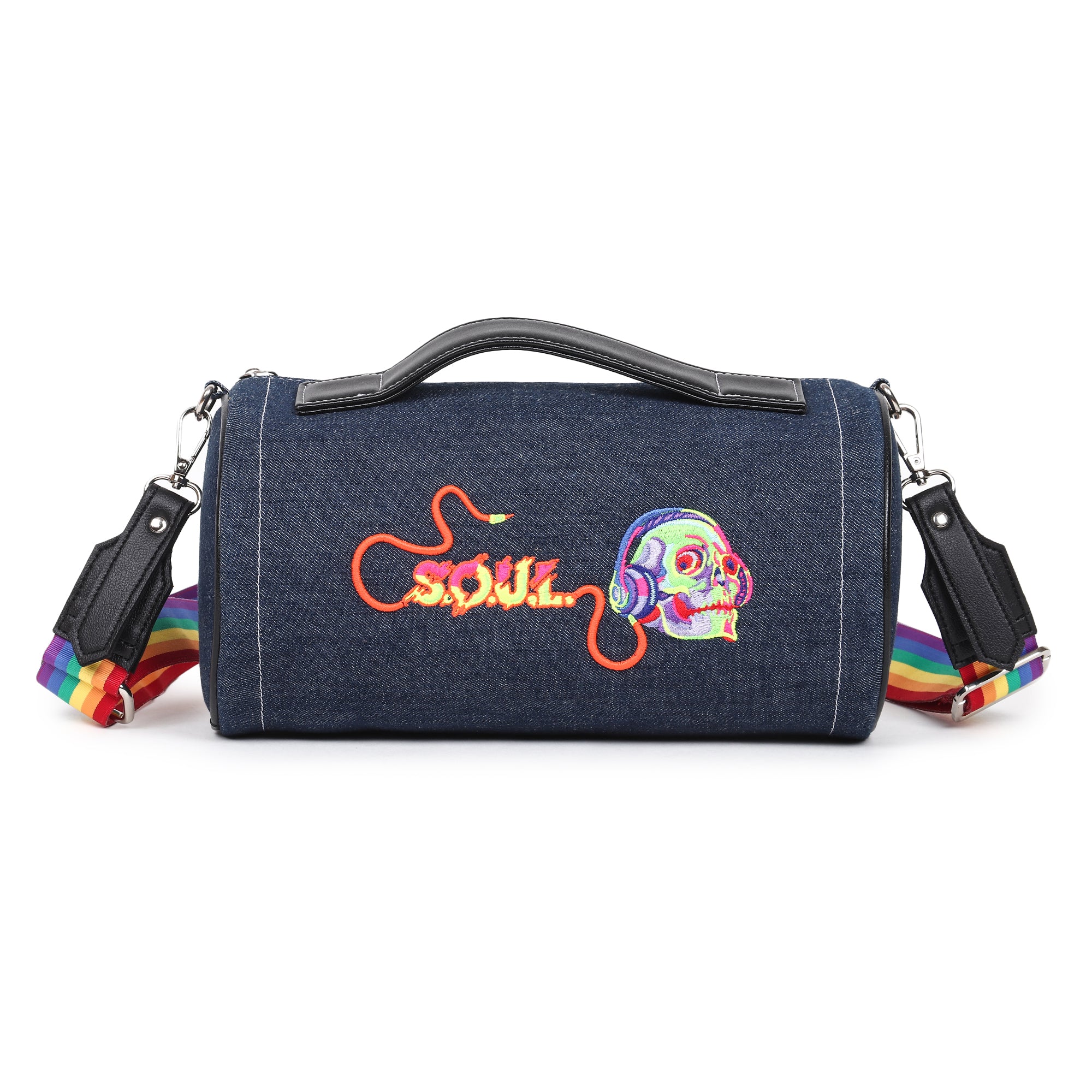 Denim Soul Embroidered Duffle Bag