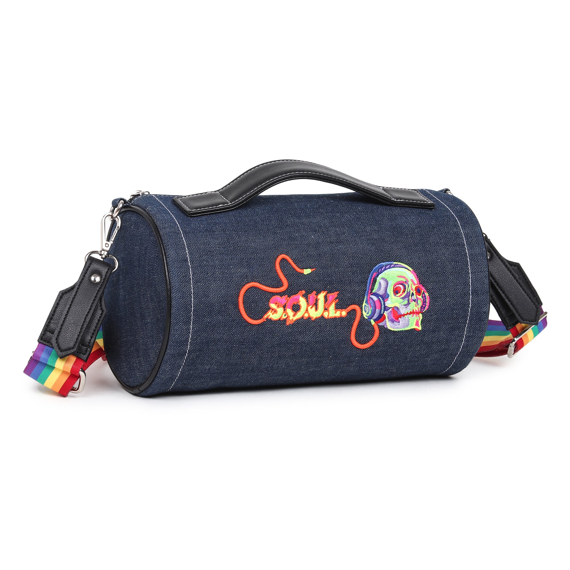 Denim Soul Embroidered Duffle Bag