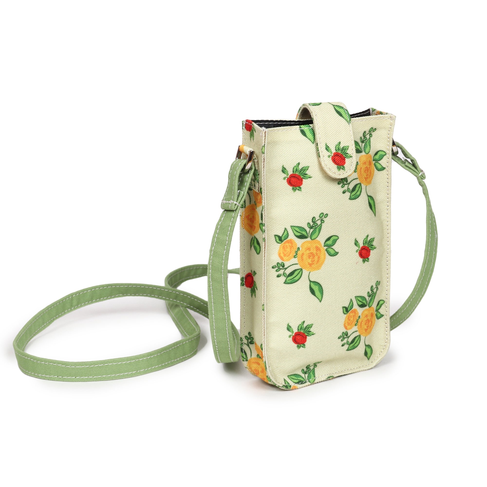 Poly Canvas Roses Printed Mobile Pouch