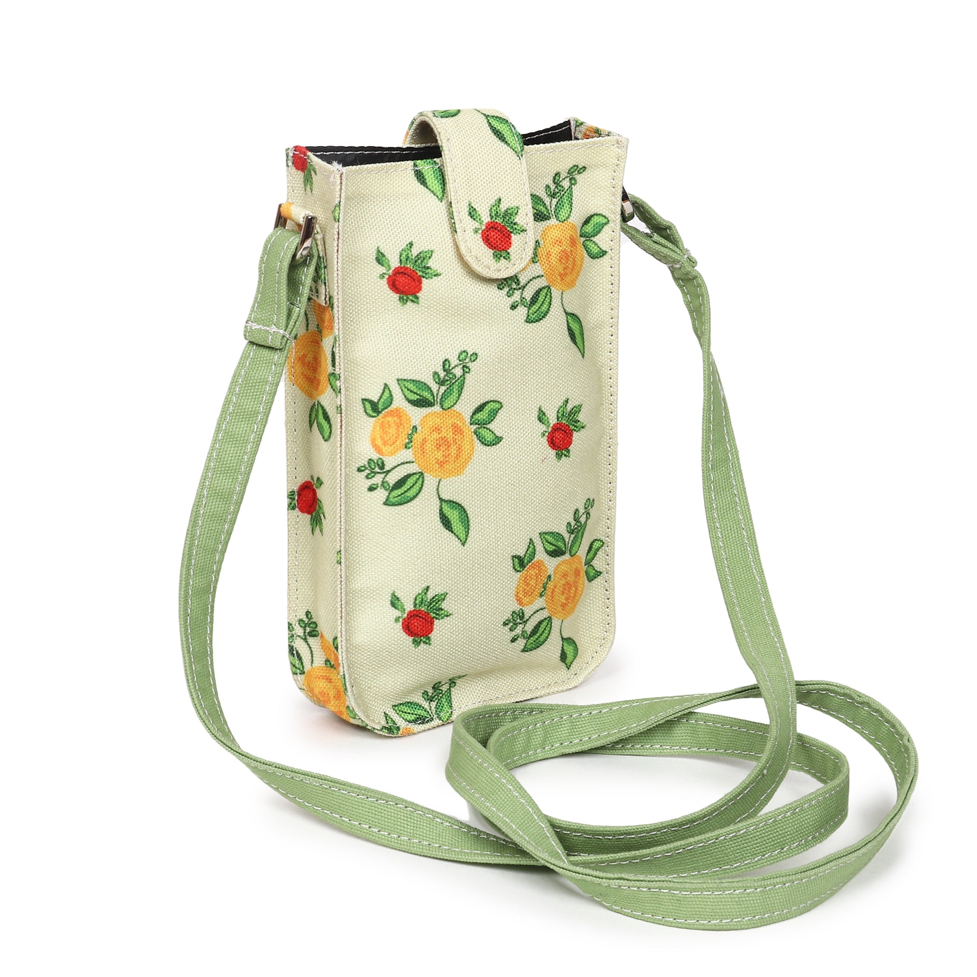 Poly Canvas Roses Printed Mobile Pouch