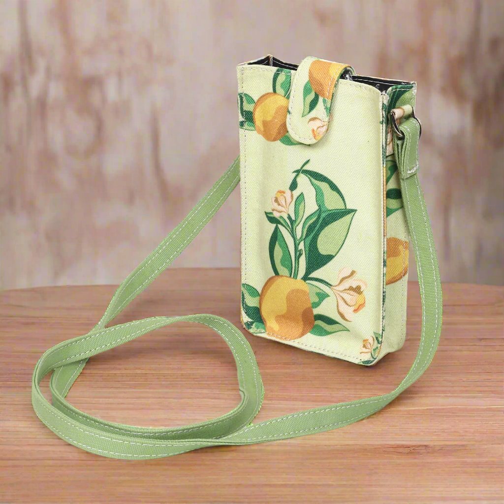 Poly Canvas Big Lemons Printed Mobile Pouch