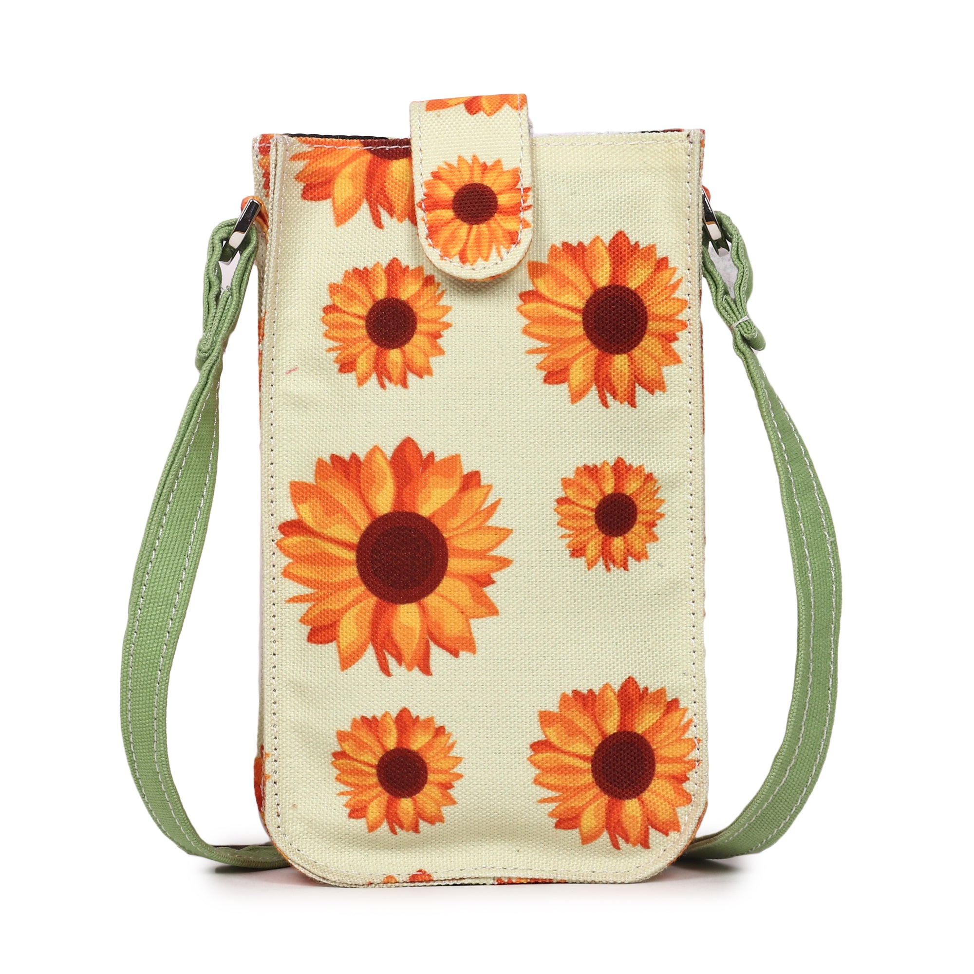 Poly Canvas Sunflower Printed Mobile Pouch