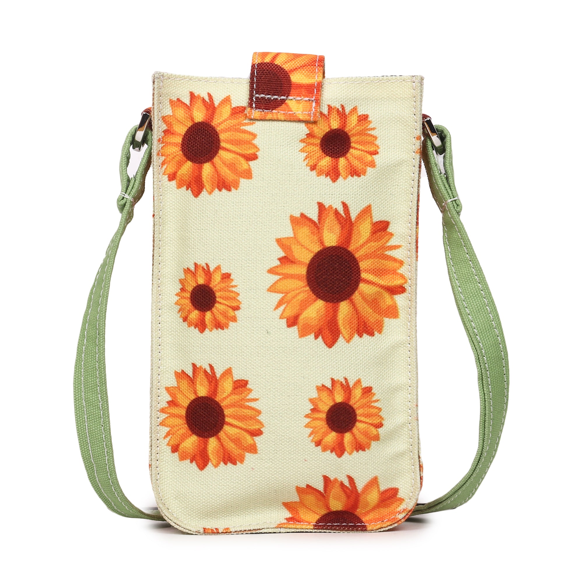 Poly Canvas Sunflower Printed Mobile Pouch