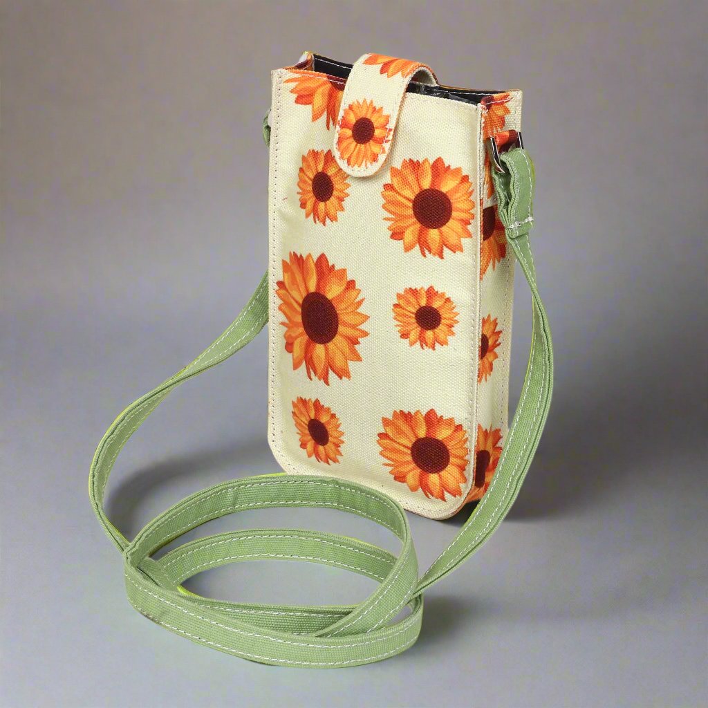 Poly Canvas Sunflower Printed Mobile Pouch