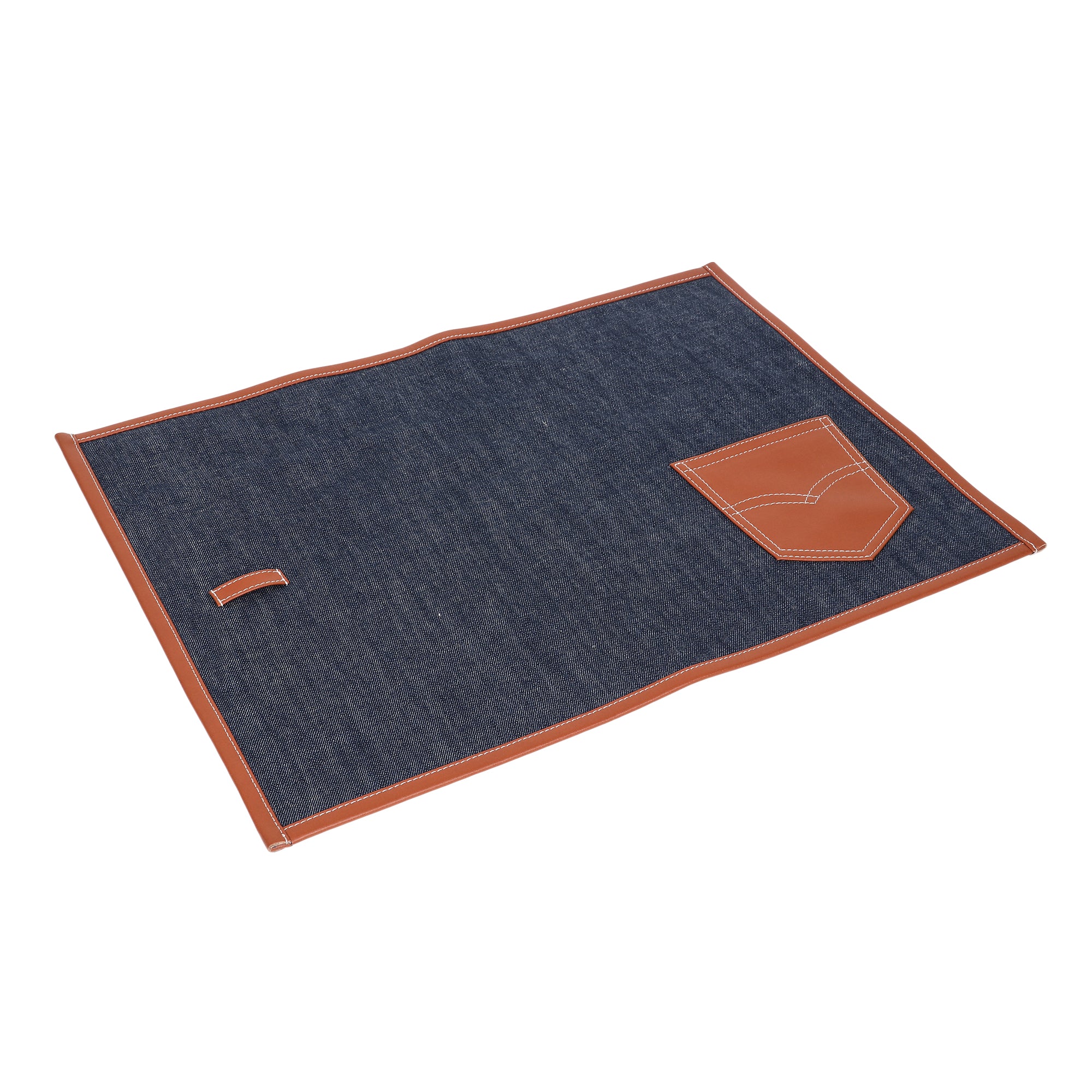 Denim Rexin Tablemat with Cutlery/ Napkin Pouch