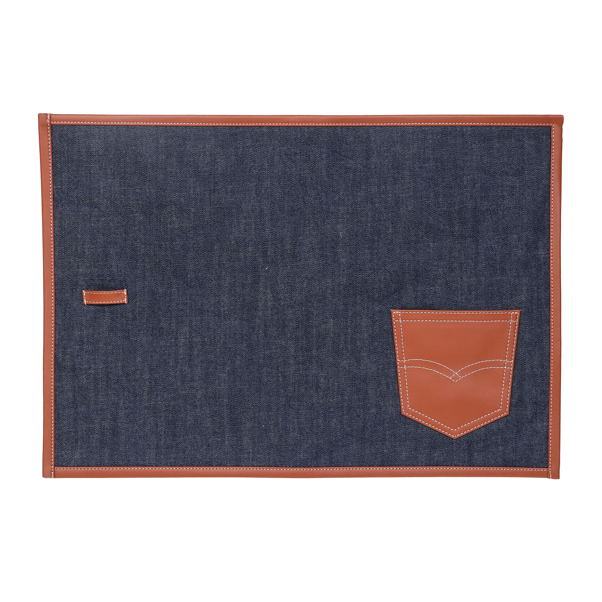 Denim Rexin Tablemat with Cutlery/ Napkin Pouch