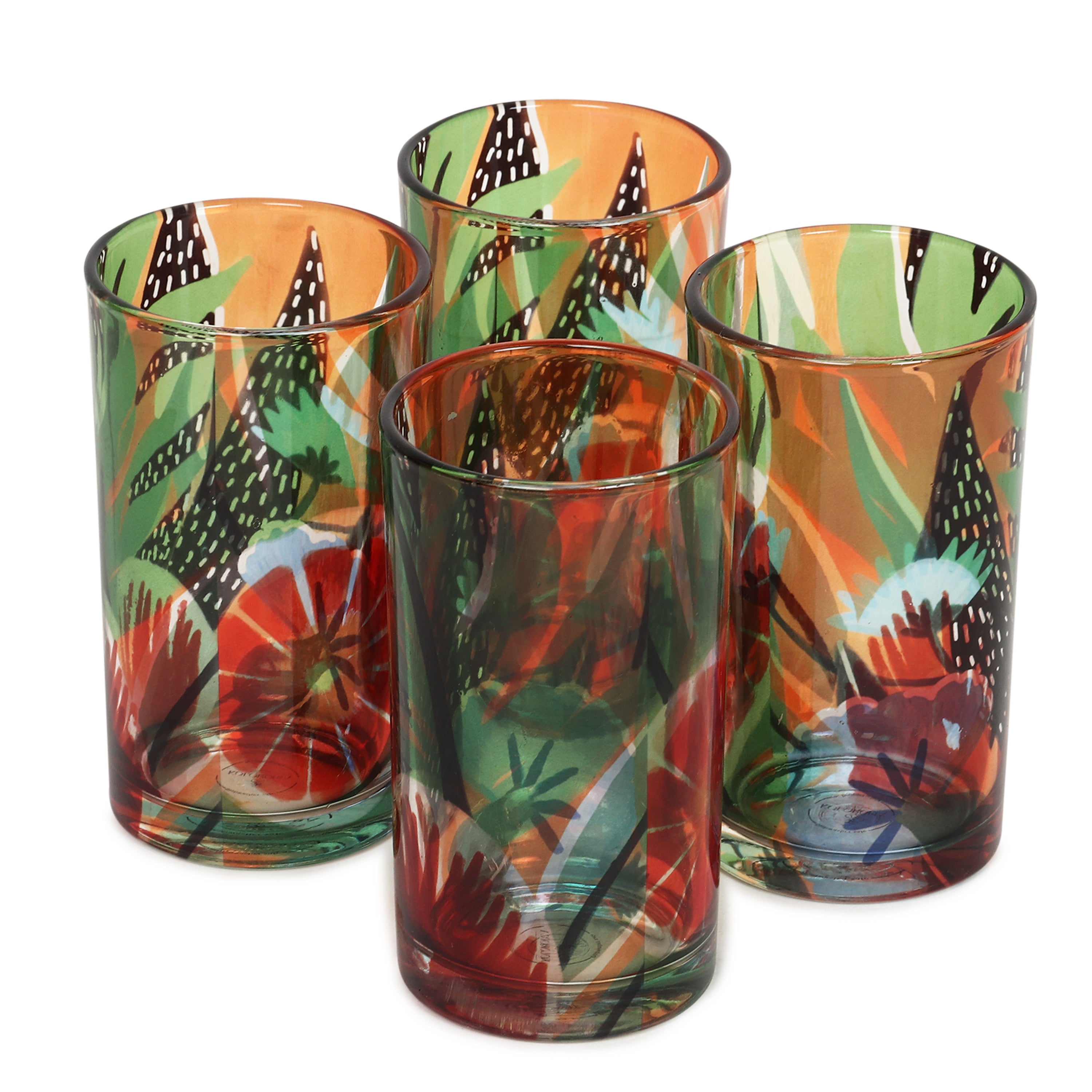 Glass Tumblers (Set of 4) - Blooming Paradise