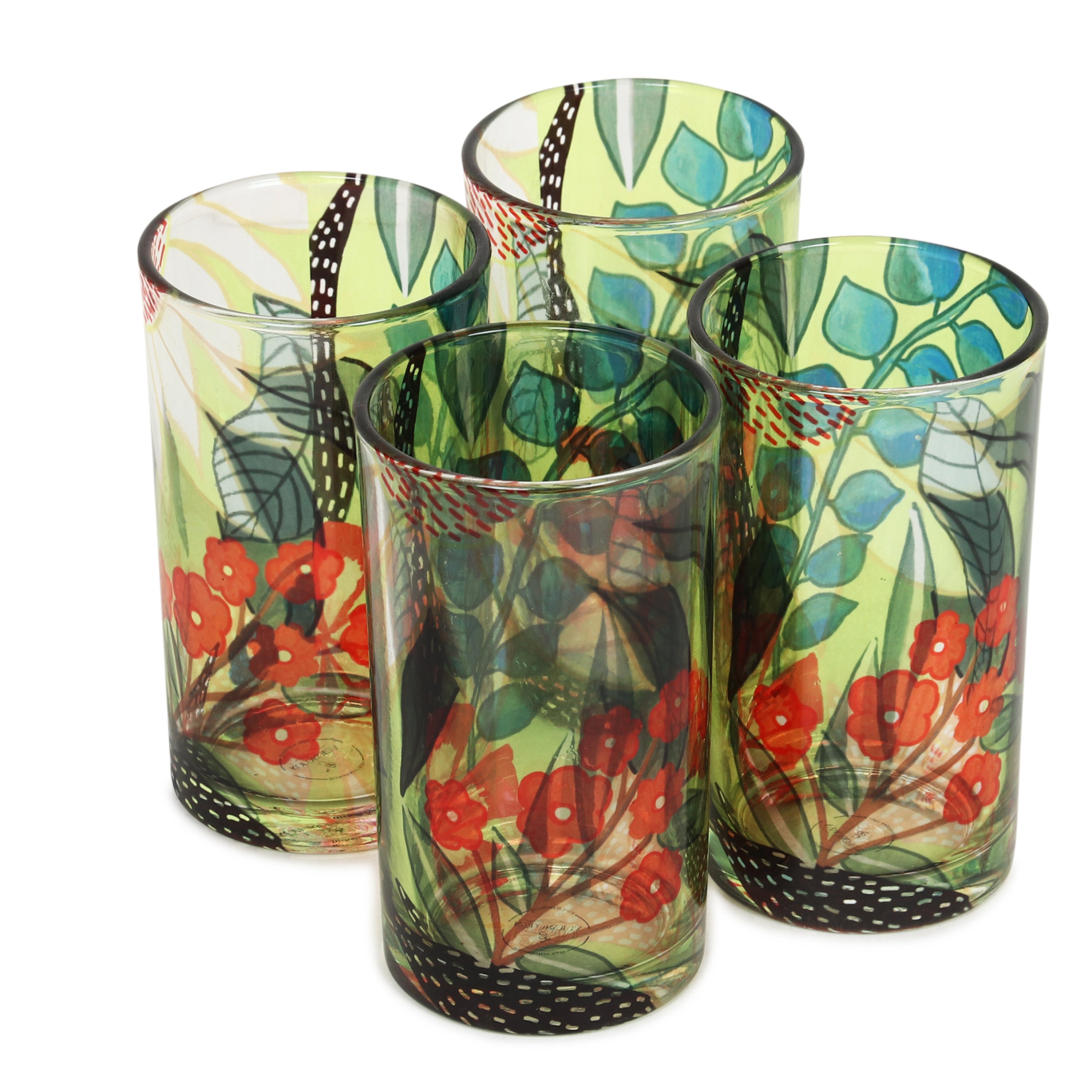 Glass Tumblers (Set of 4) - Tropical Paradise