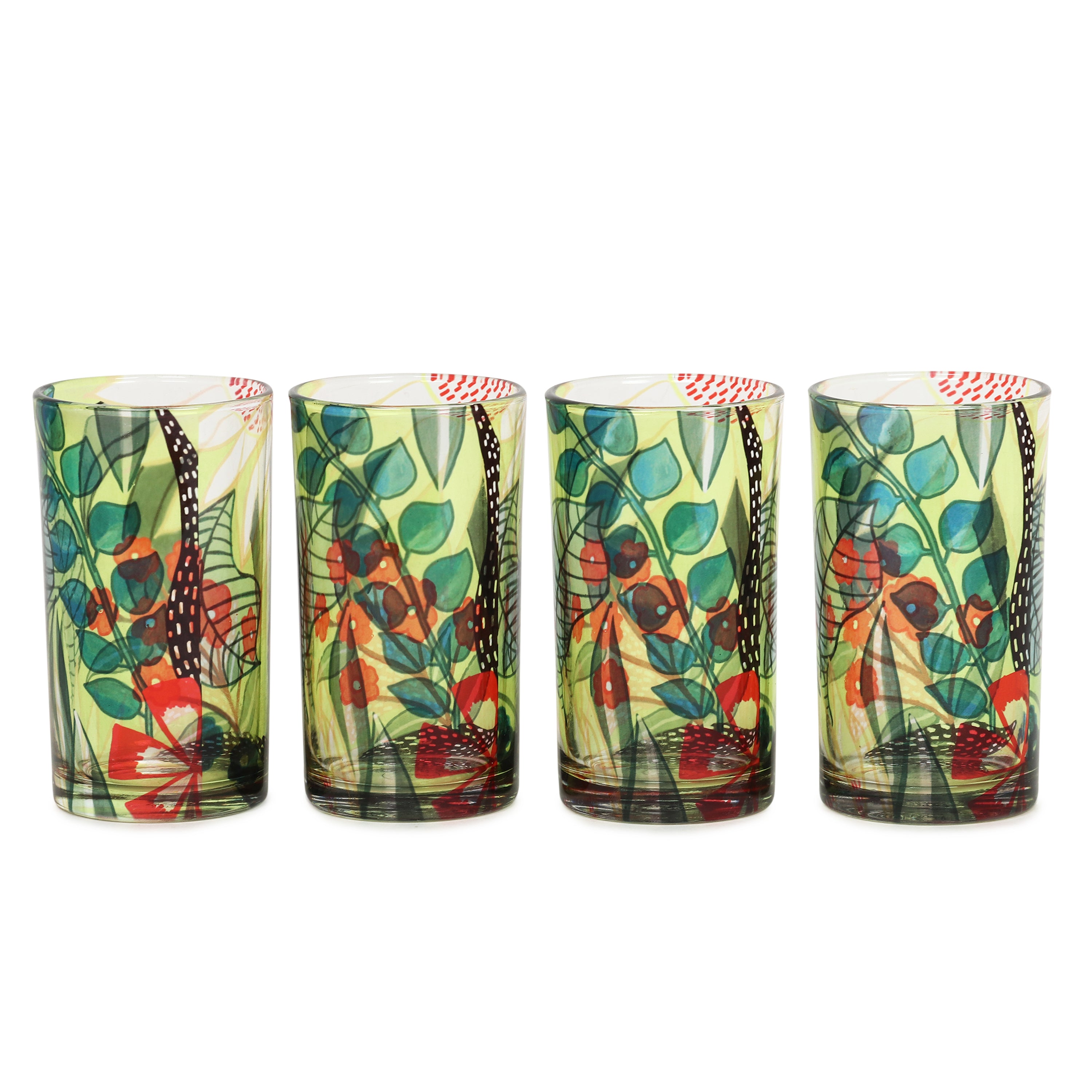 Glass Tumblers (Set of 4) - Tropical Paradise