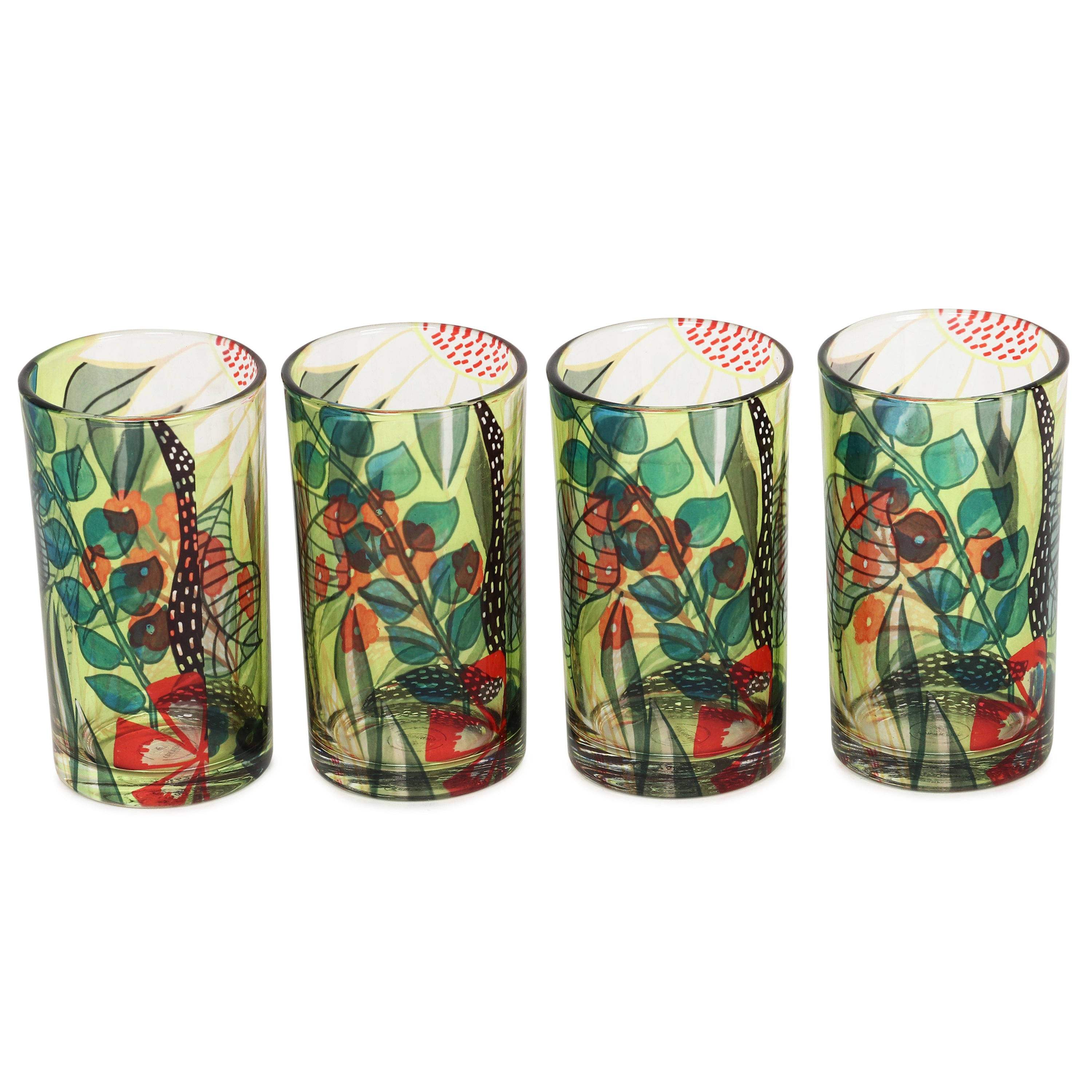 Glass Tumblers (Set of 4) - Tropical Paradise