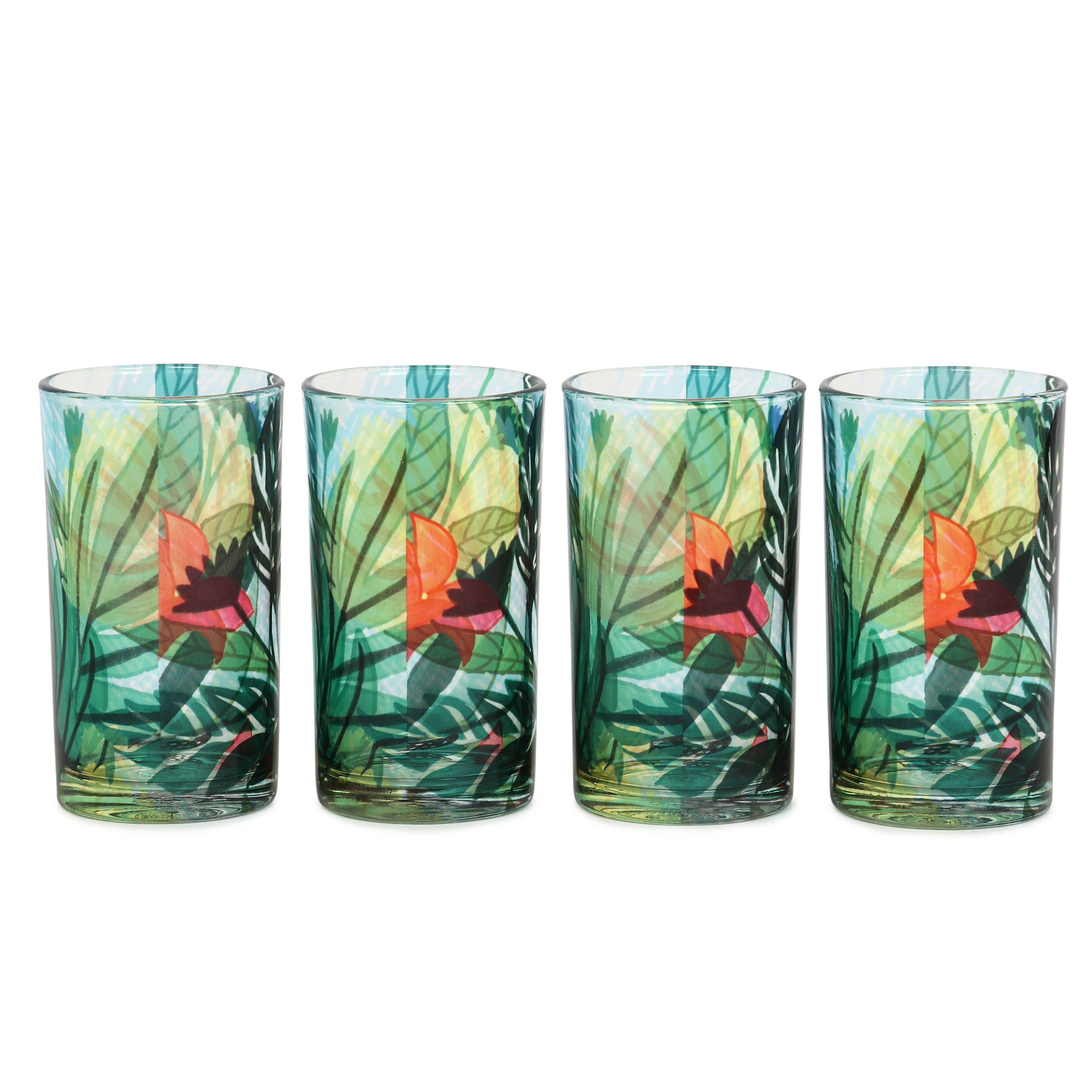 Glass Tumblers (Set of 4) - Floral Fantasy