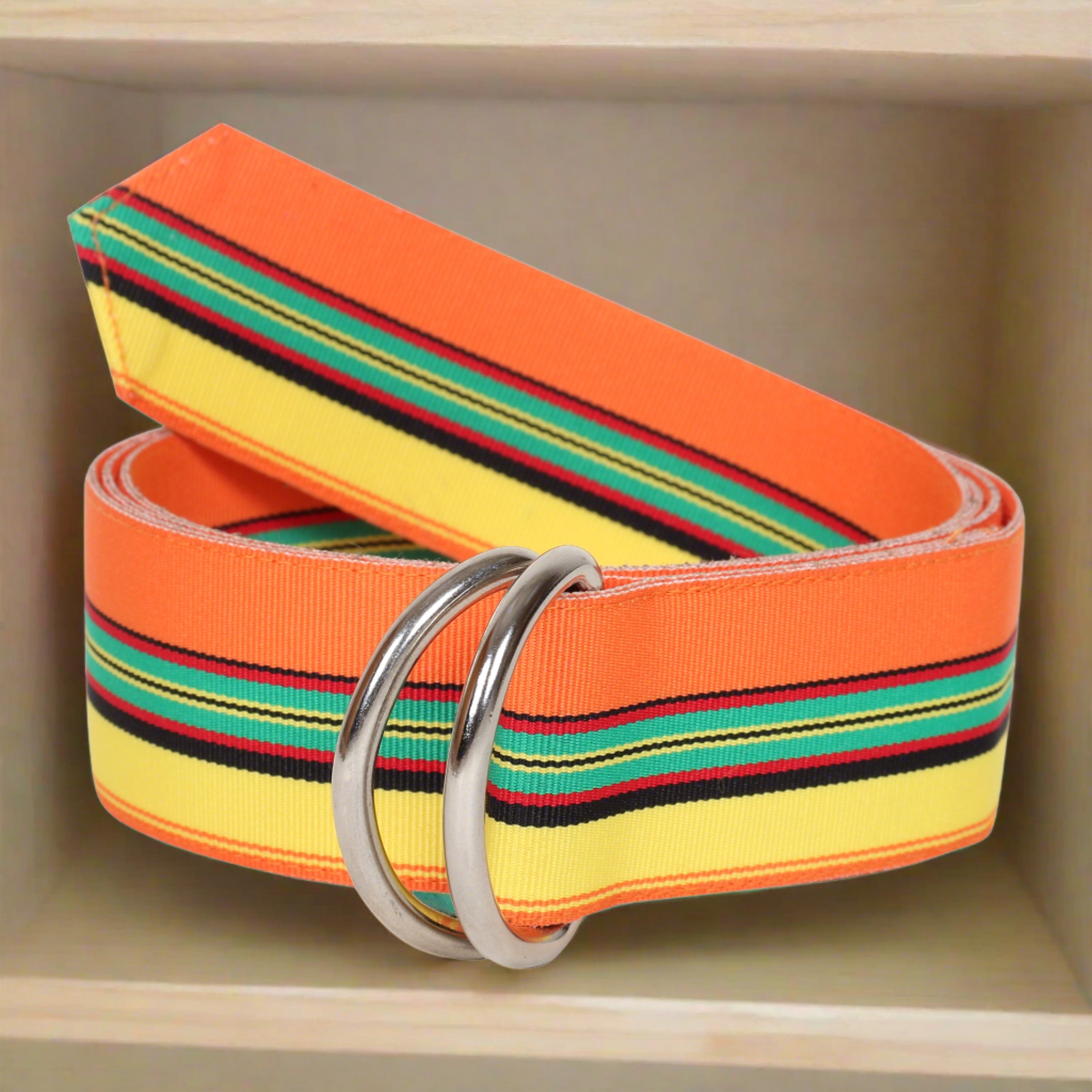Drew Grosgrain Ribbon D-Ring Embroidered Belt