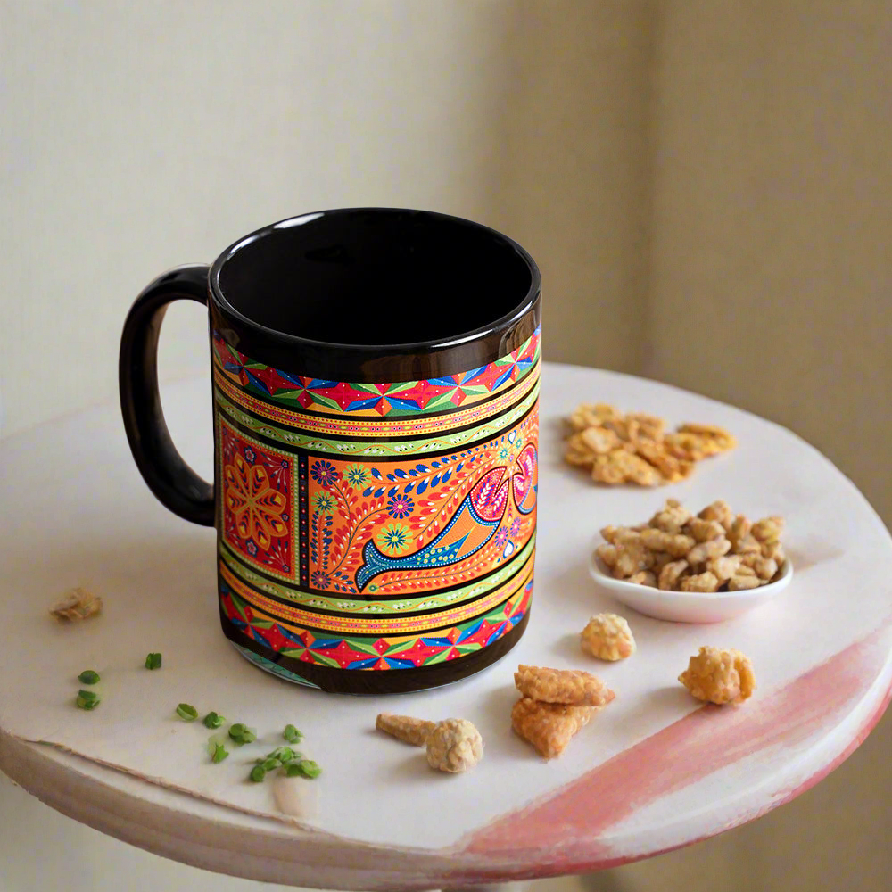 KOLOROBIA Black Classic Mug| Inspired by Truck Art |Coffee Cups, Cappuccino Cups|Microwave Safe Coffee Mug, Tea Mug|Perfect for Gifting