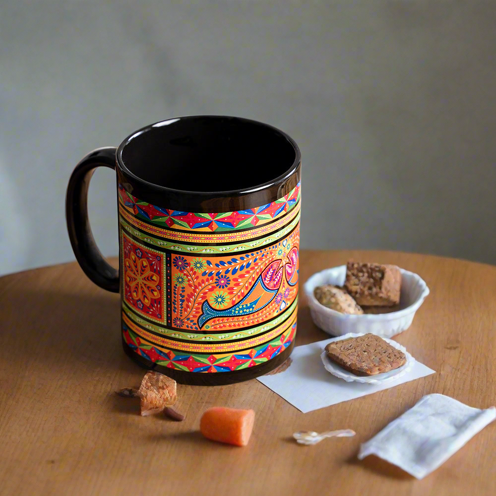 KOLOROBIA Black Classic Mug| Inspired by Truck Art |Coffee Cups, Cappuccino Cups|Microwave Safe Coffee Mug, Tea Mug|Perfect for Gifting