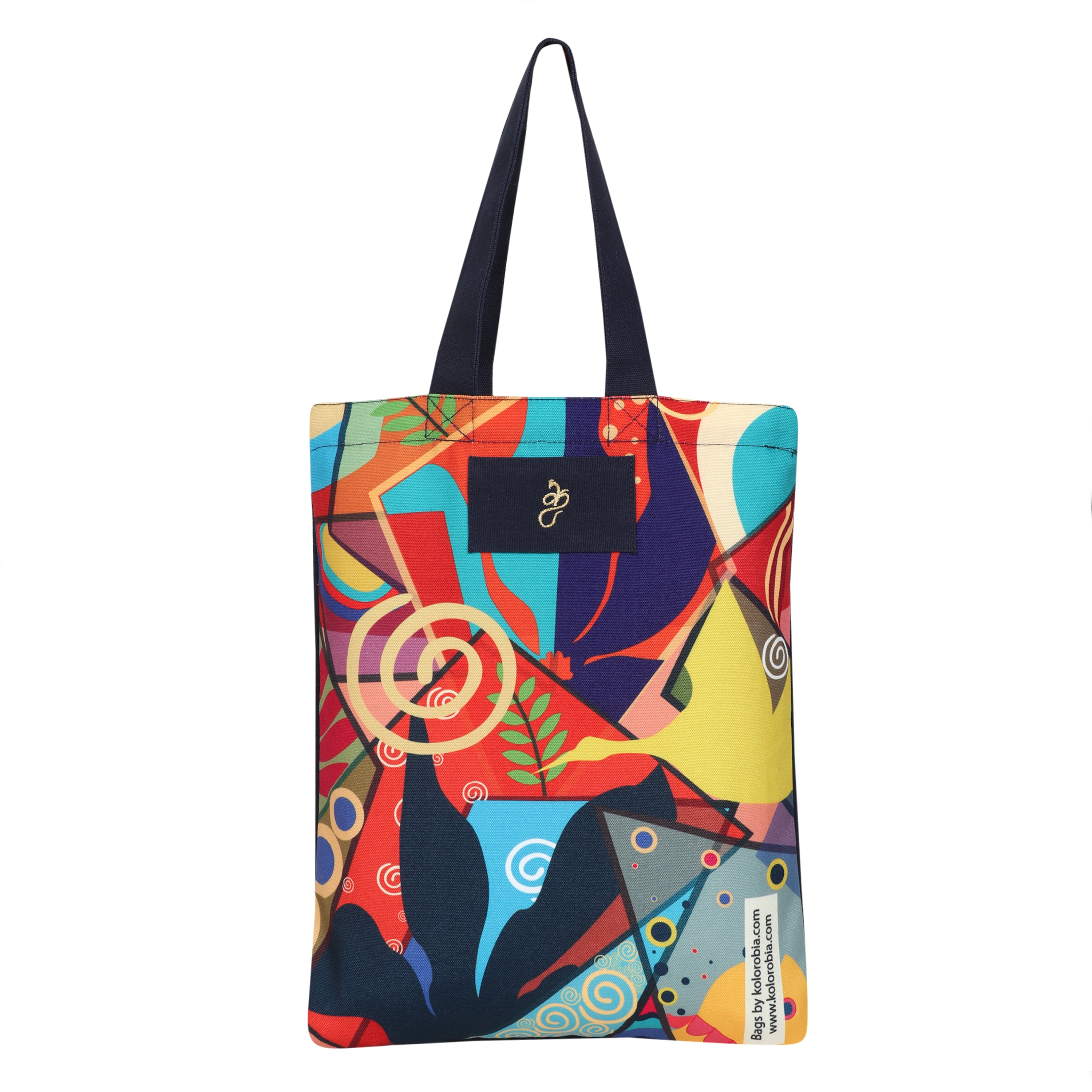 Multicolour Geometric Print Jhola Shopper Bag