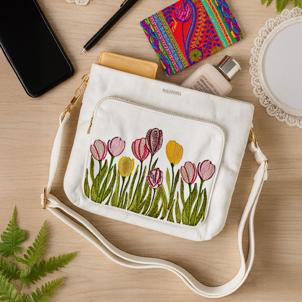 Tulip Embroidered Sling Bag