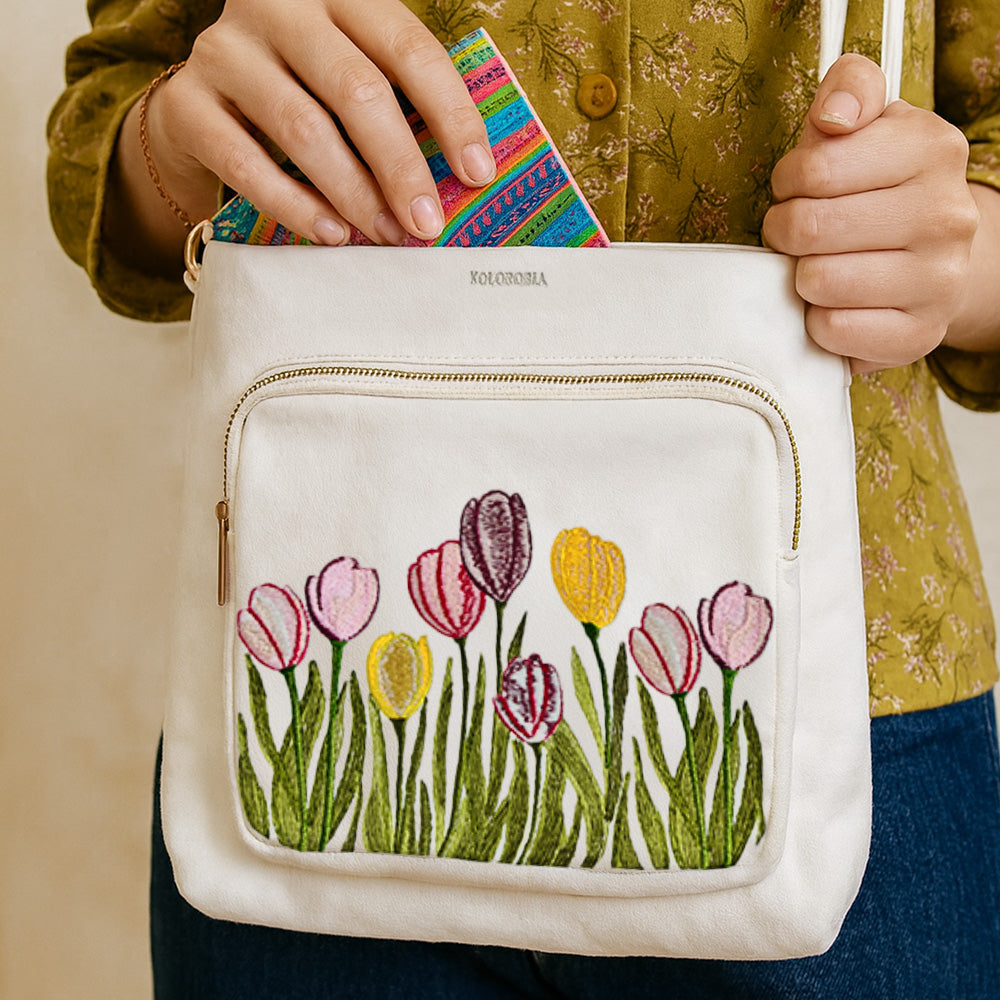 Tulip Embroidered Sling Bag