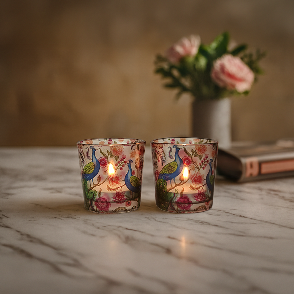 Candle Votives (Set of 2) - Garden Jewel Peacock