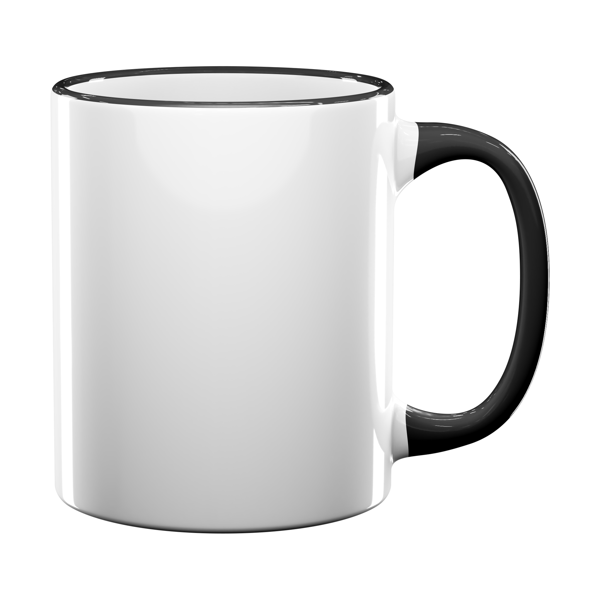 Sleek White Mug with Black Rim and Handle