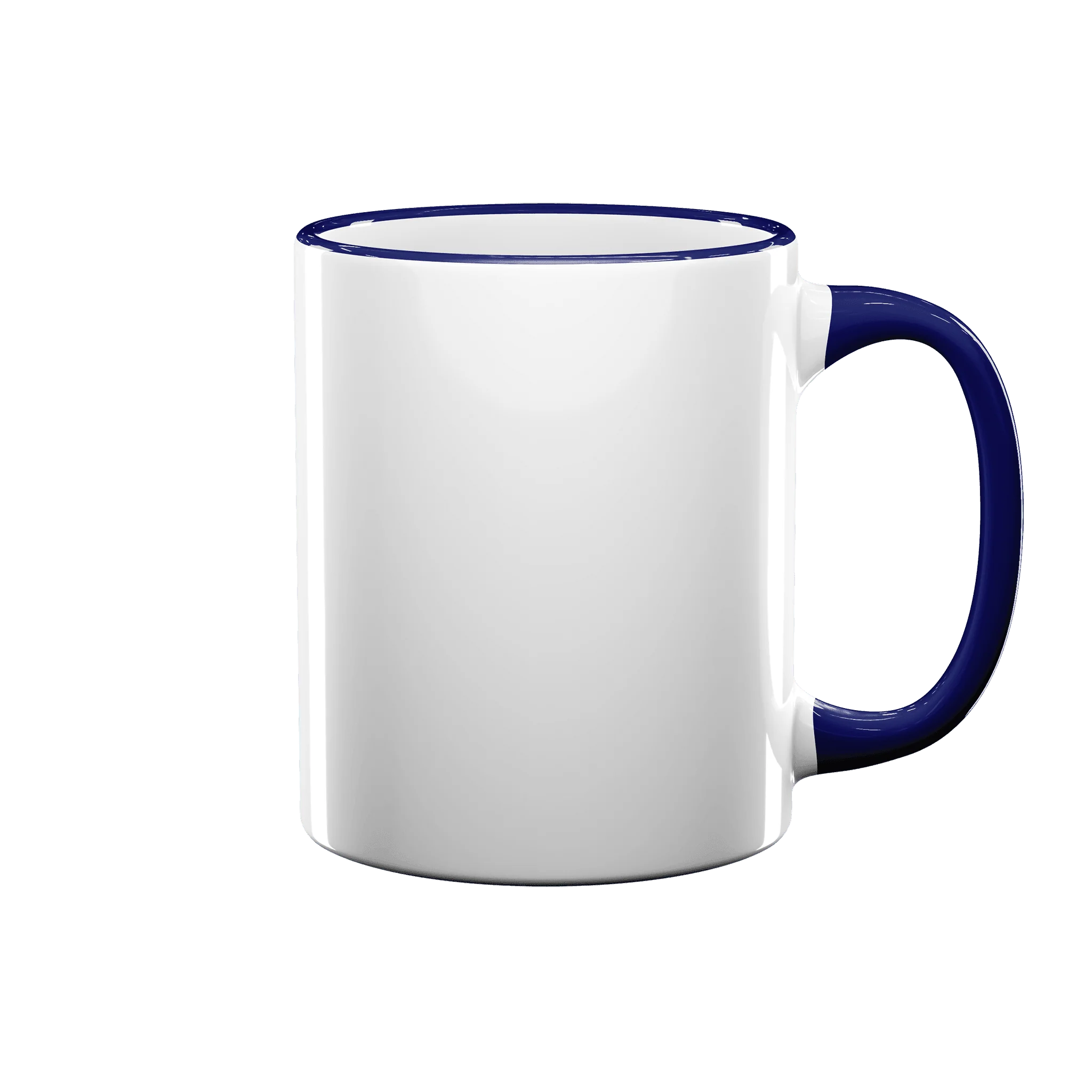 Sleek White Mug with Dark Blue Rim and Handle