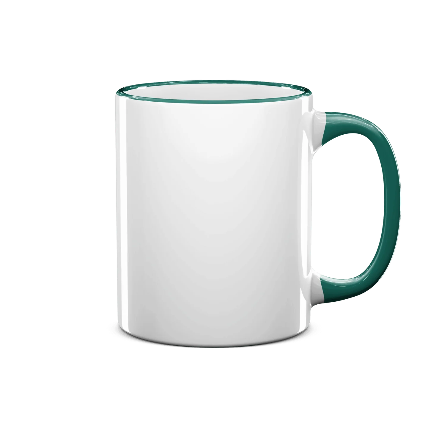 Sleek White Mug with Dark Green Rim and Handle