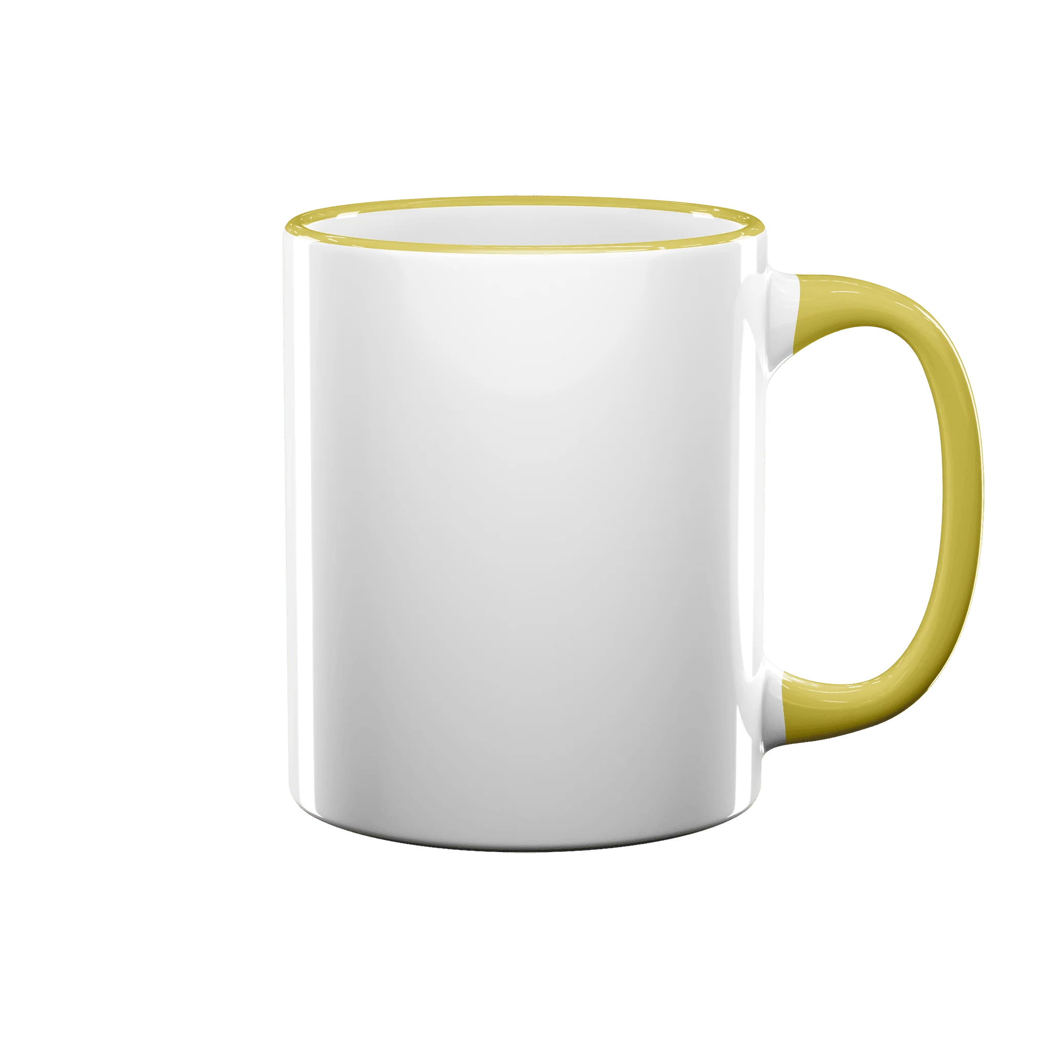 Sleek White Mug with Yellow Rim and Handle