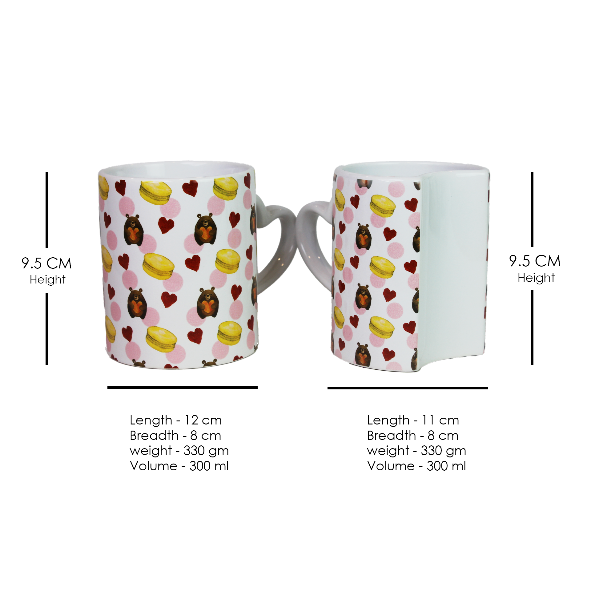 Celebrate love with this set of 2 ceramic Lover Mugs featuring heart-shaped handles and a unique interlocking design. Ideal Valentine's Day gift for couples, these romantic mugs add charm to coffee time. Perfect for gifting or special occasions