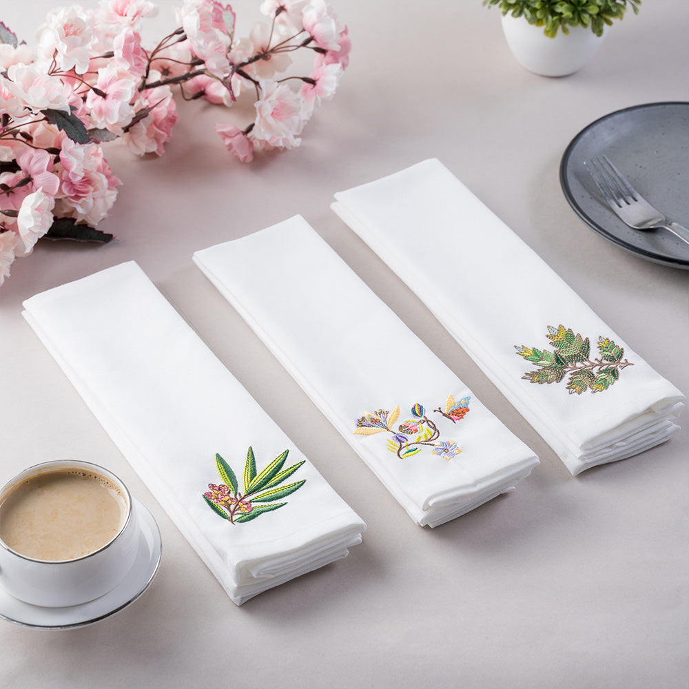 Table Napkins - Floral Embroidered