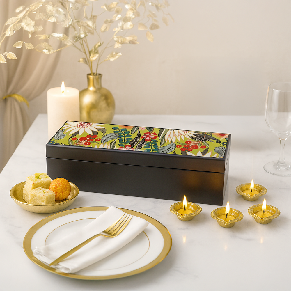 Reversible Mat X Fabric Coasters X Wooden Tea Chest X Infusion Bottle