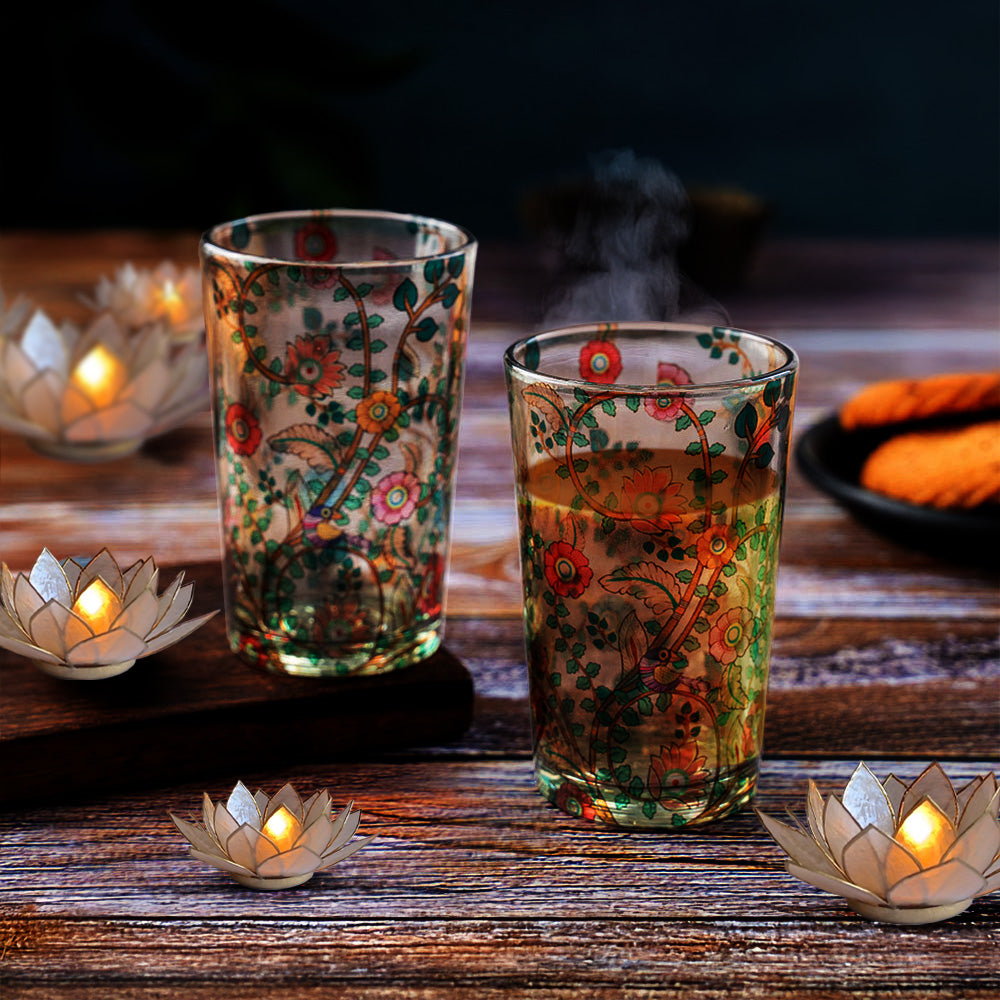 Glass Chai Glasses X Wooden Tea Chest