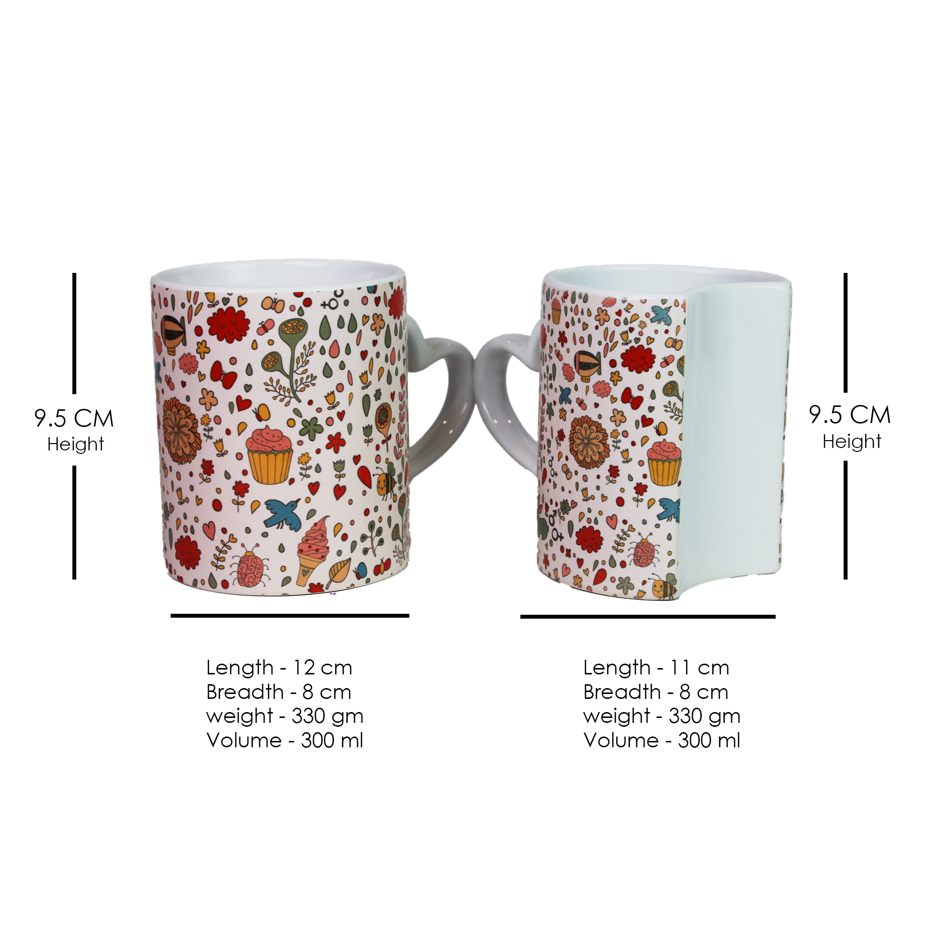 Ceramic Lover Mugs for couples, designed with heart-shaped handles and Valentine-themed prints with interlocking system for a perfect date night or gifting your loved ones .