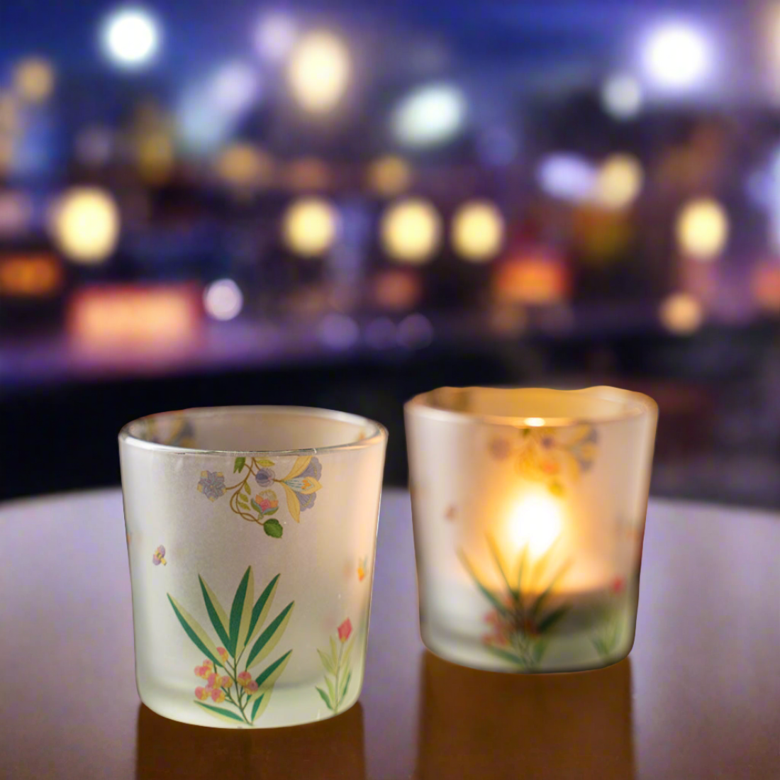 KOLOROBIA Vibrent Bliss White Candle Votives | Votives for Gifting on House Warming | Birthday | Anniversary | (Set of 2)