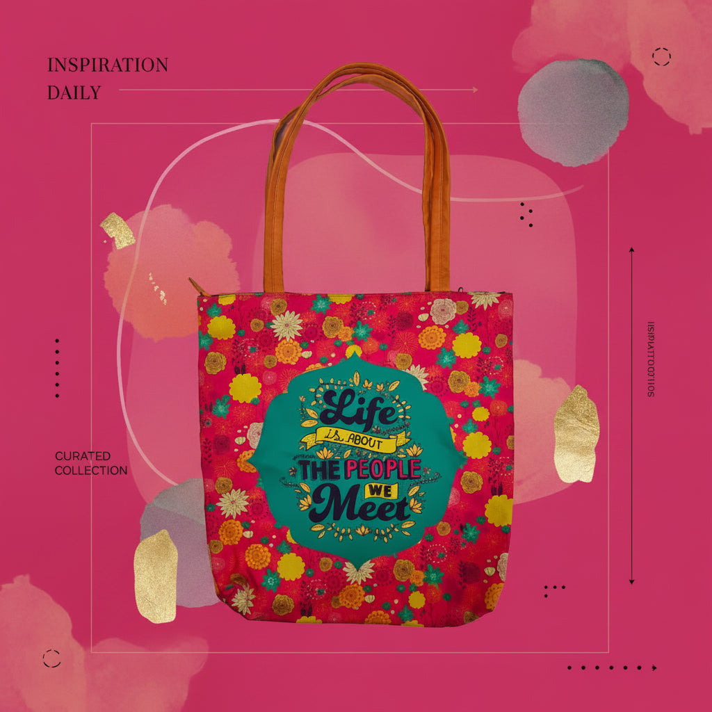 Life pink tote bag