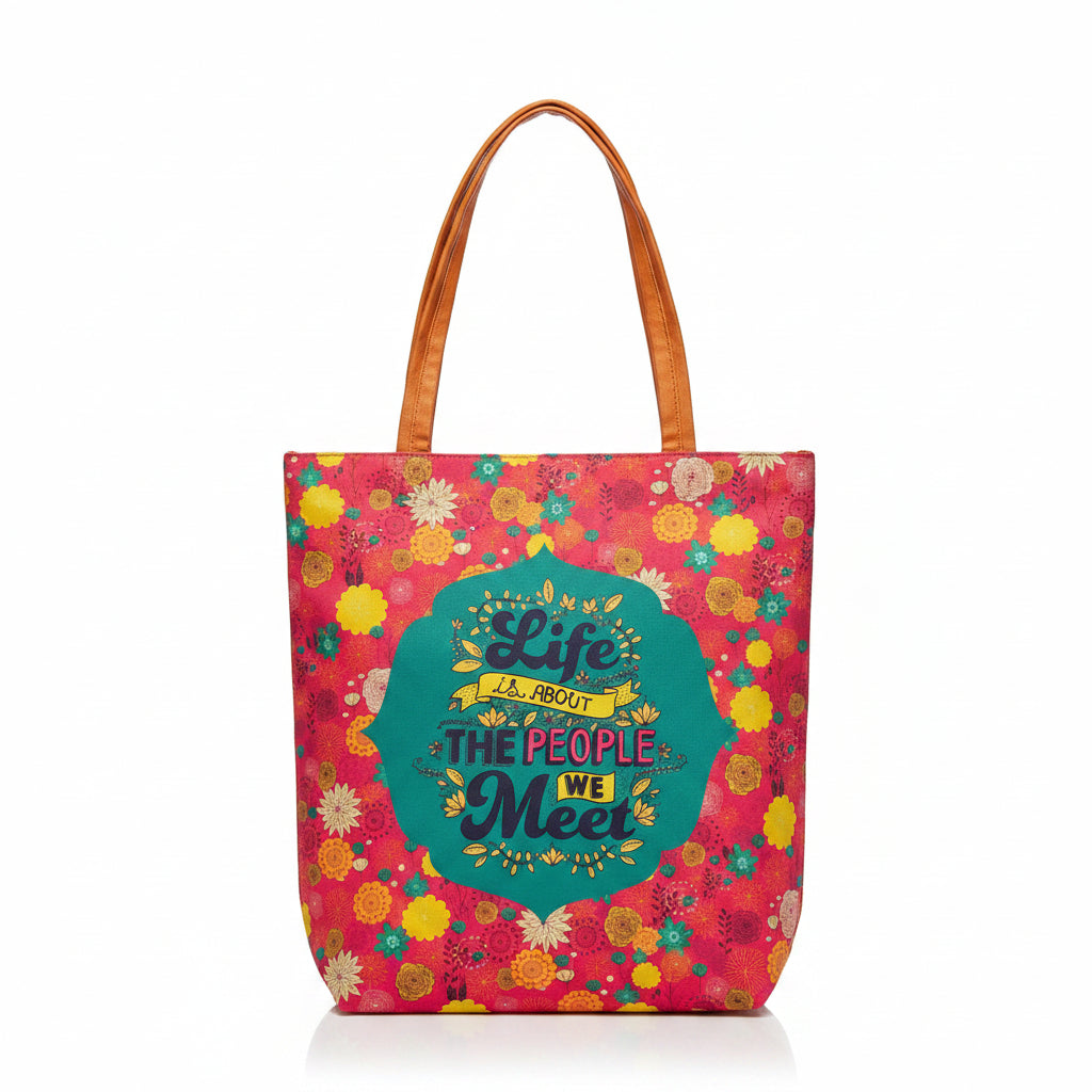 Life pink tote bag