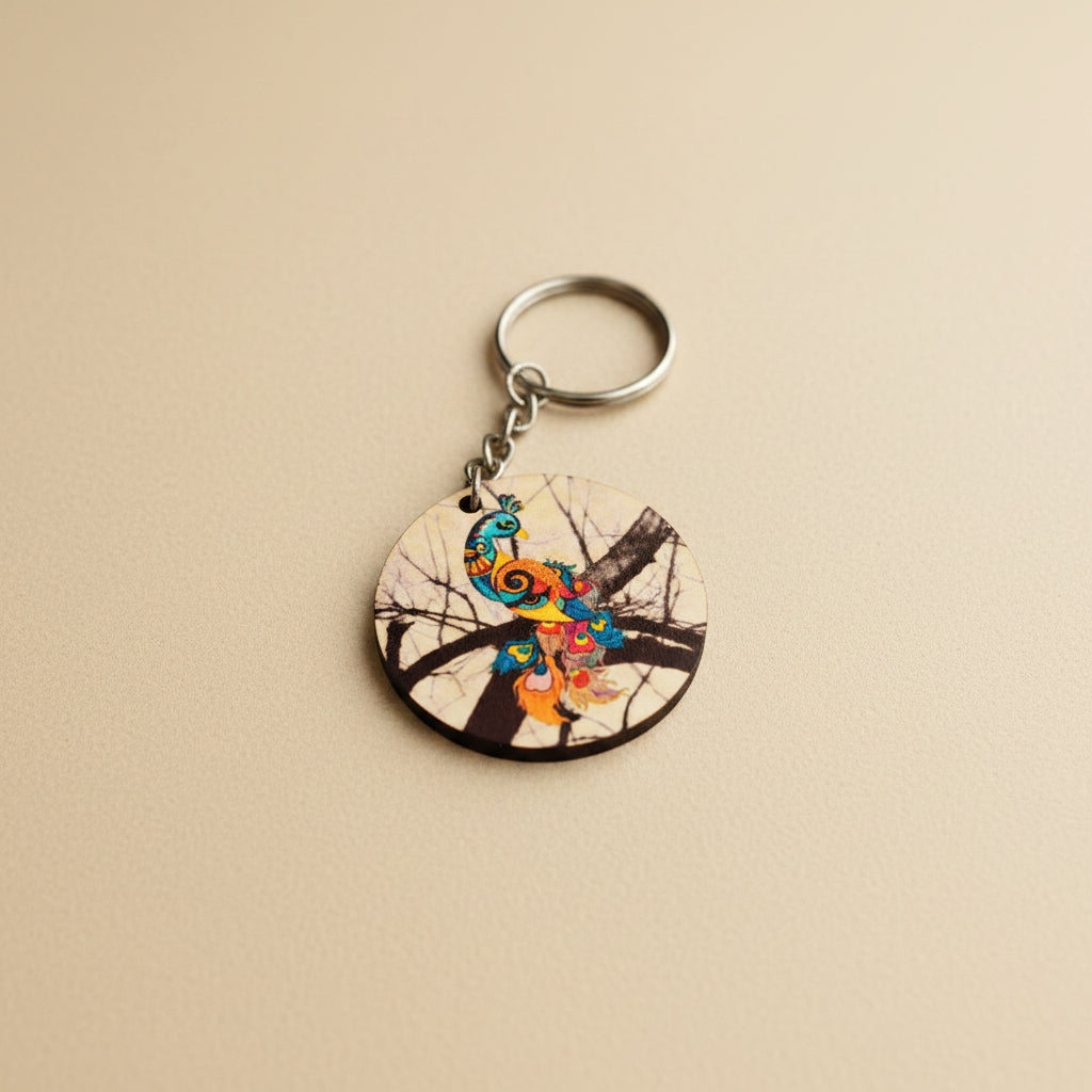 MDF peacock keyring