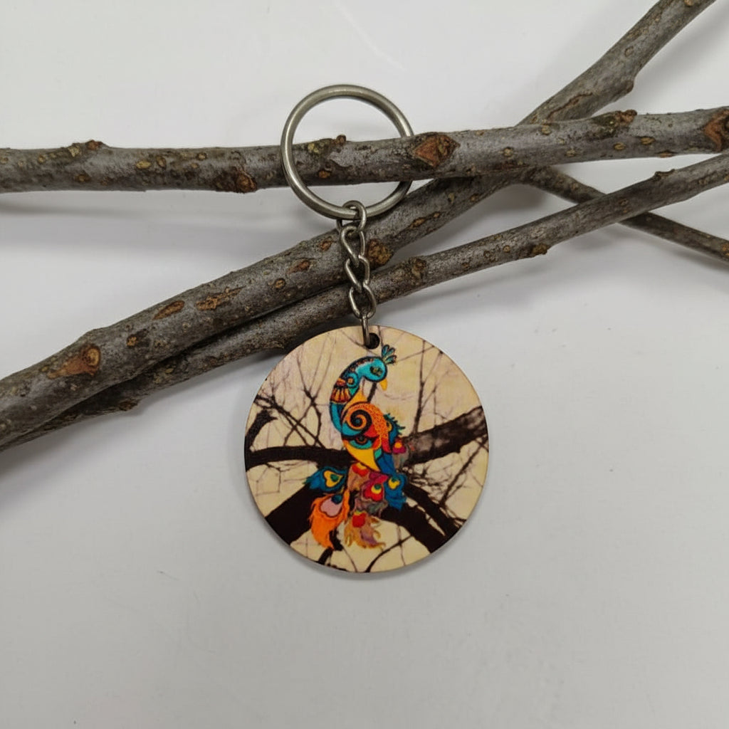 MDF peacock keyring