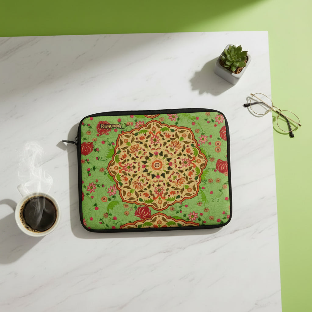 Yellow green mandala ipad sleeve