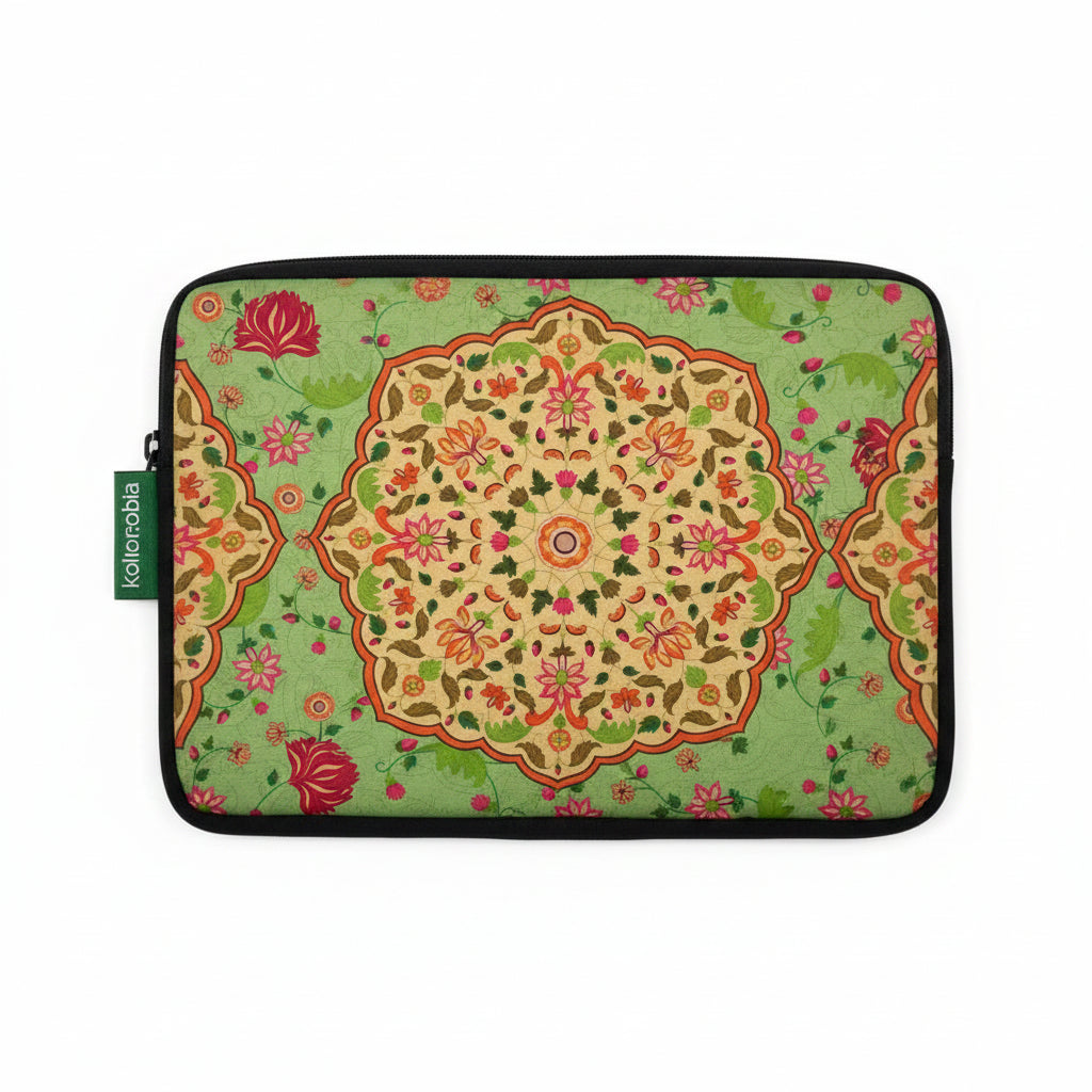 Yellow green mandala ipad sleeve