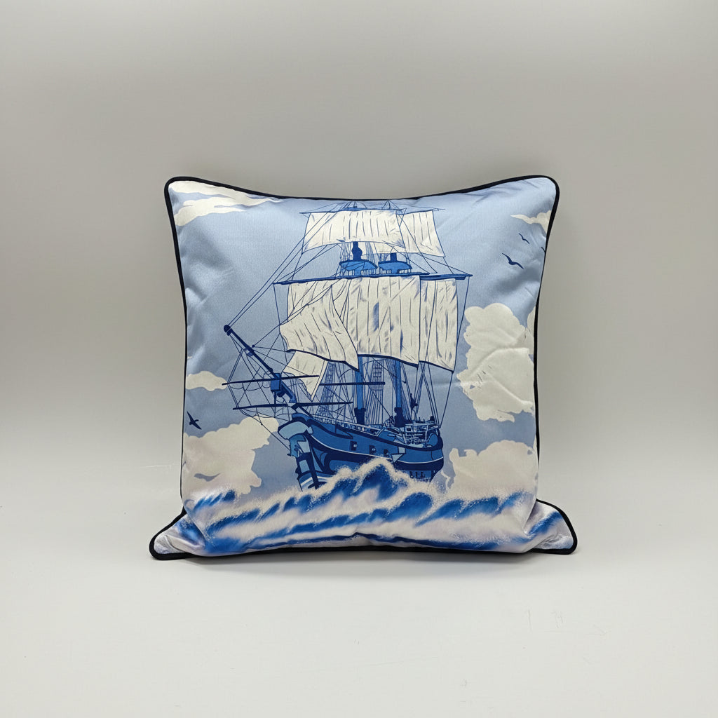 Blue Boat Cushion cover