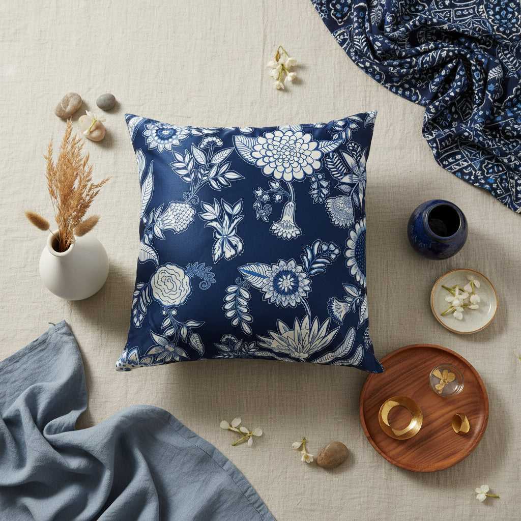 Blue Block Cushion Cover