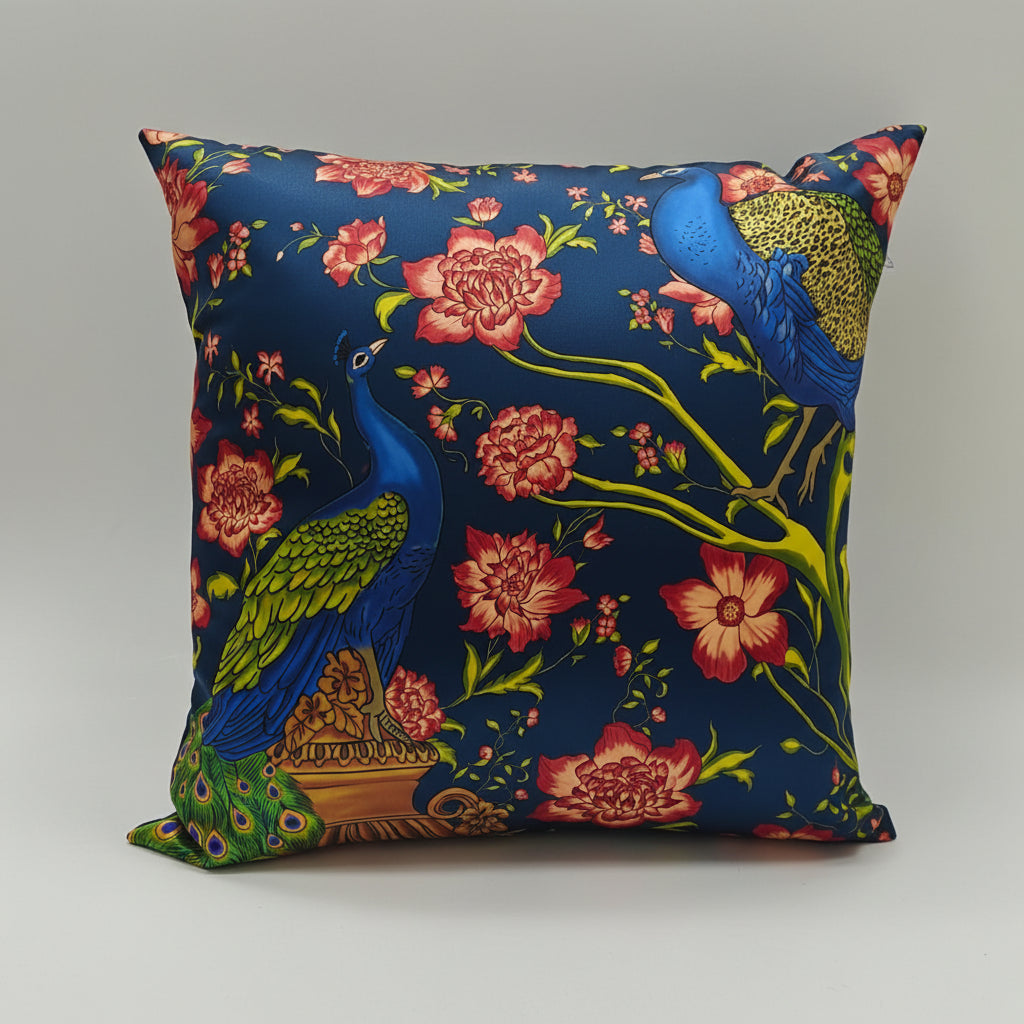 Blue Peacock Cushion Cover
