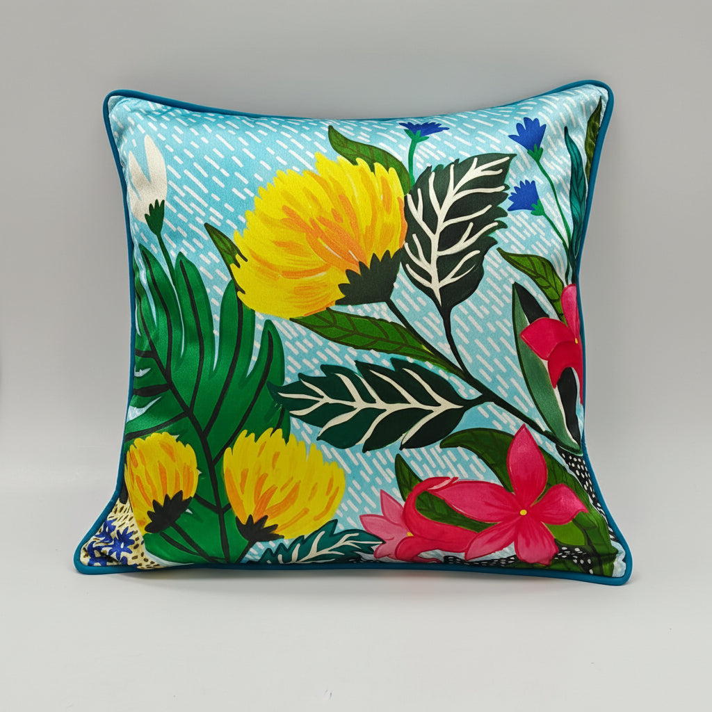 Blue Tropical Cushion Cover