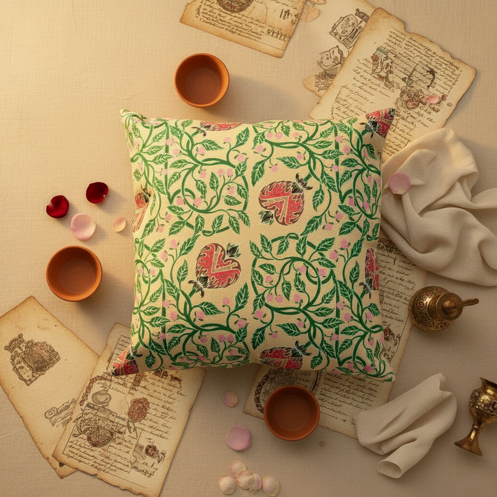Pomegranate Leaf Cushion Cover