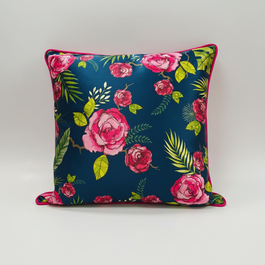 Blue Rose Cushion Cover